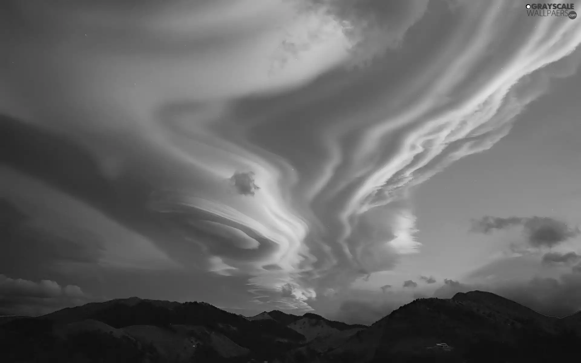 Mountains, clouds