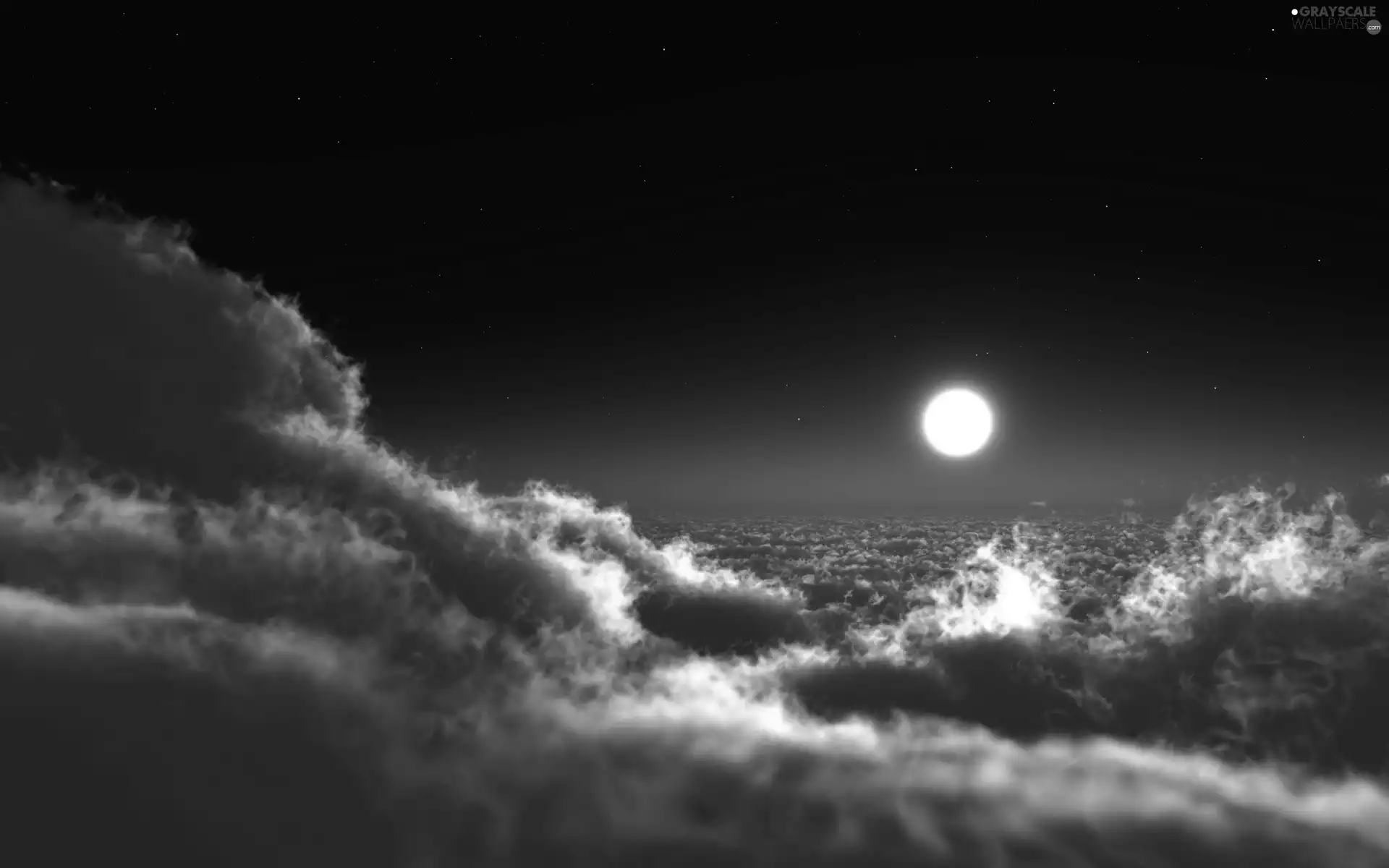 Night, Sky, clouds, moon