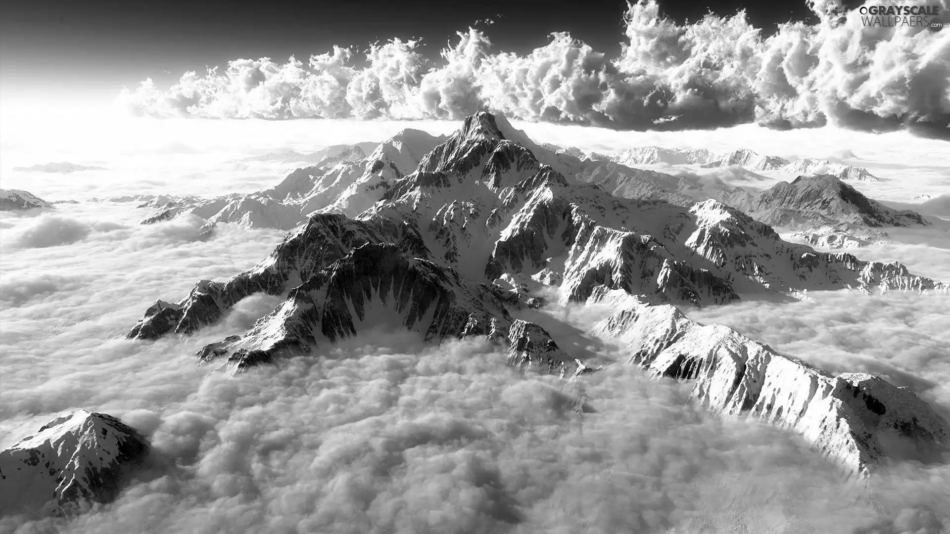 peaks, Rocks, clouds, Mountains