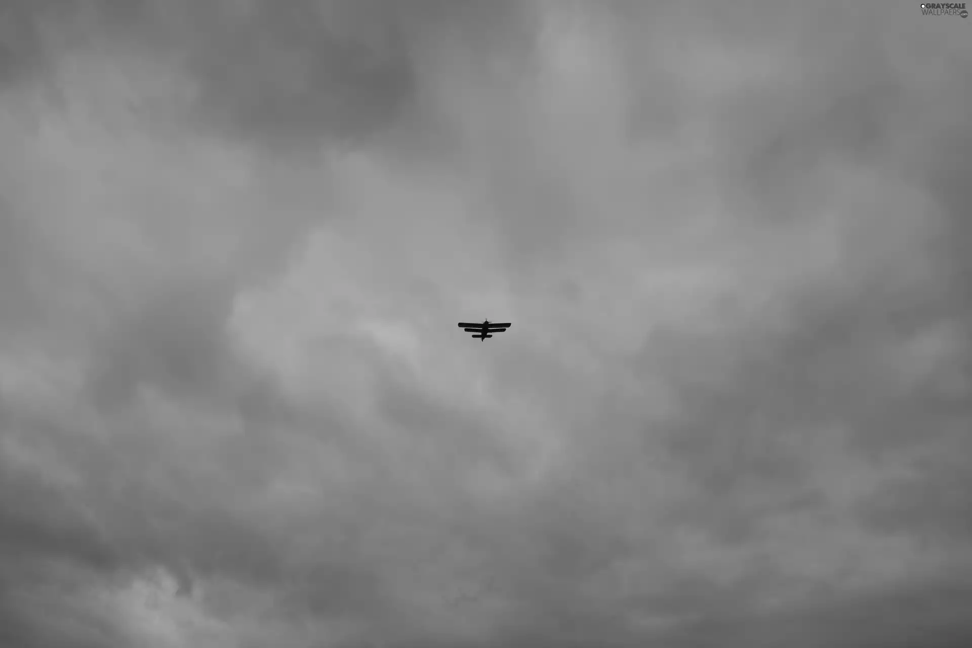 clouds, Sky, plane