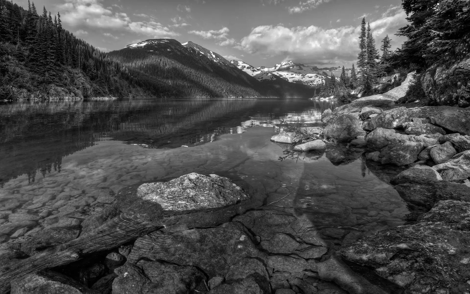 River, Stones, clouds, rocks