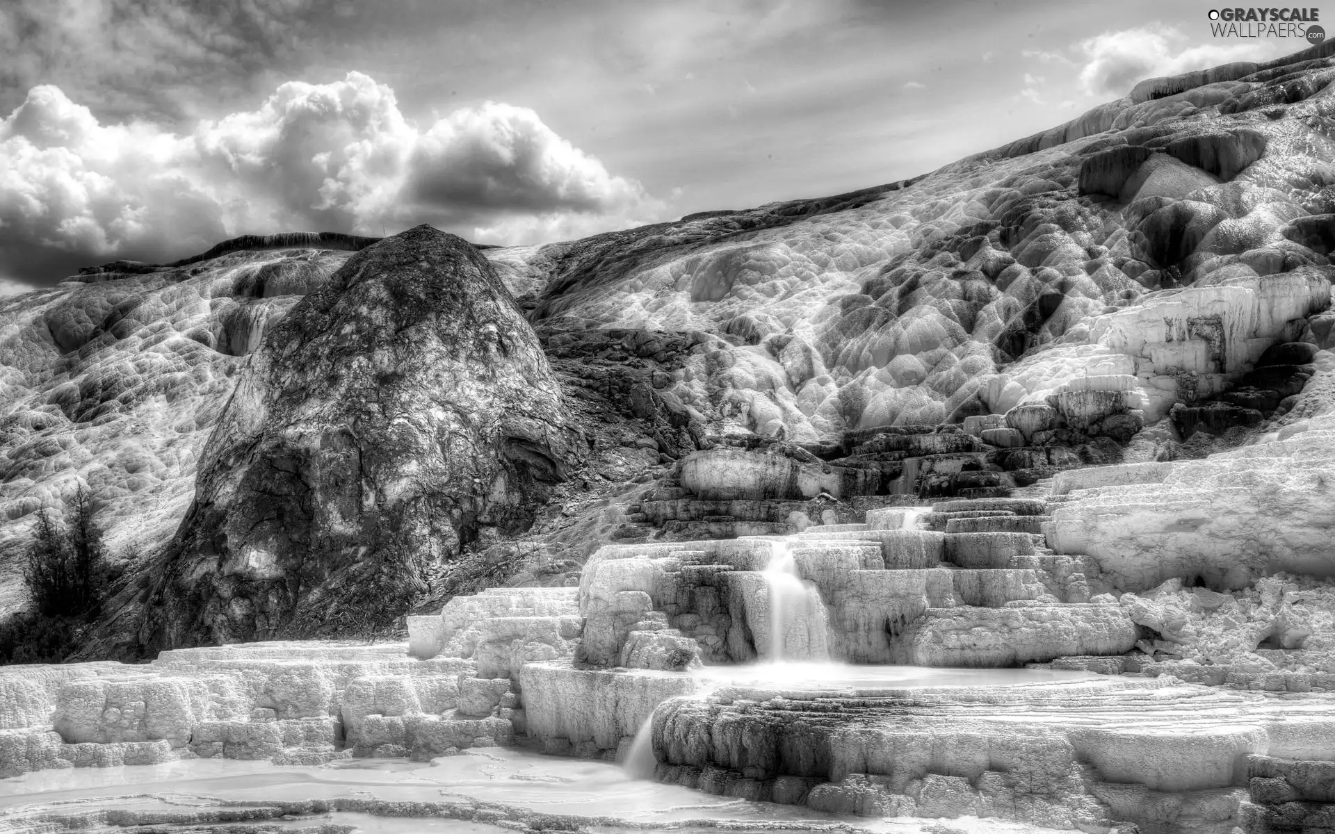 rocks, clouds