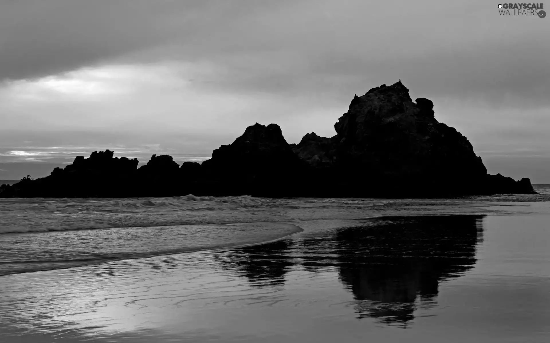 clouds, sea, Rocks