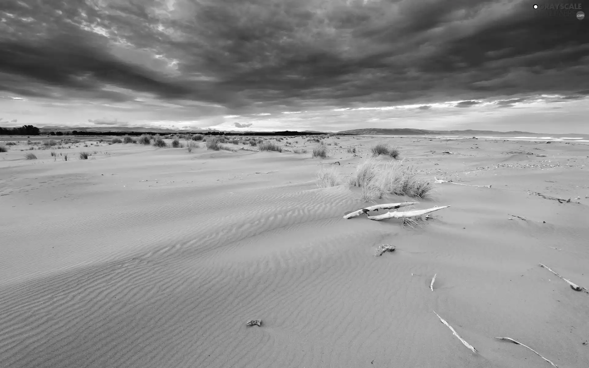 clouds, Desert, Sand