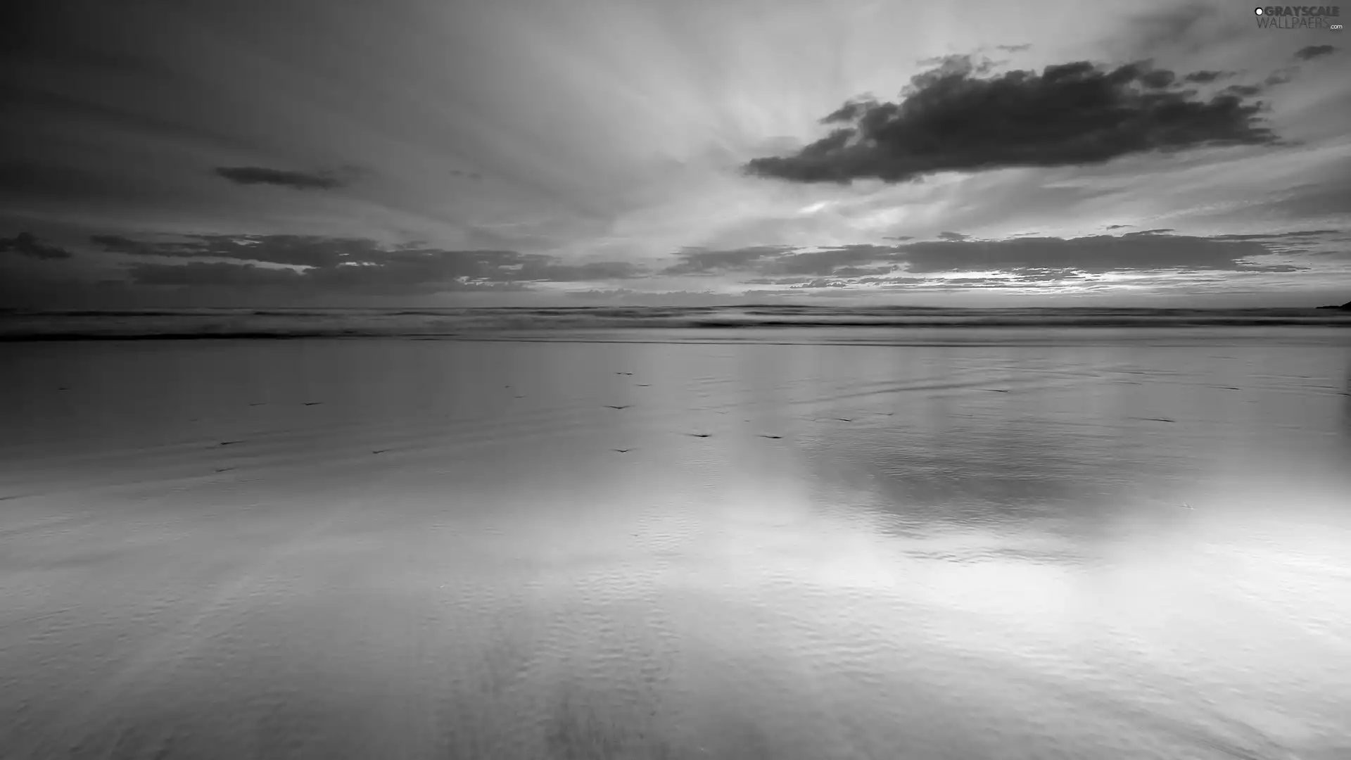 clouds, Beaches, sea