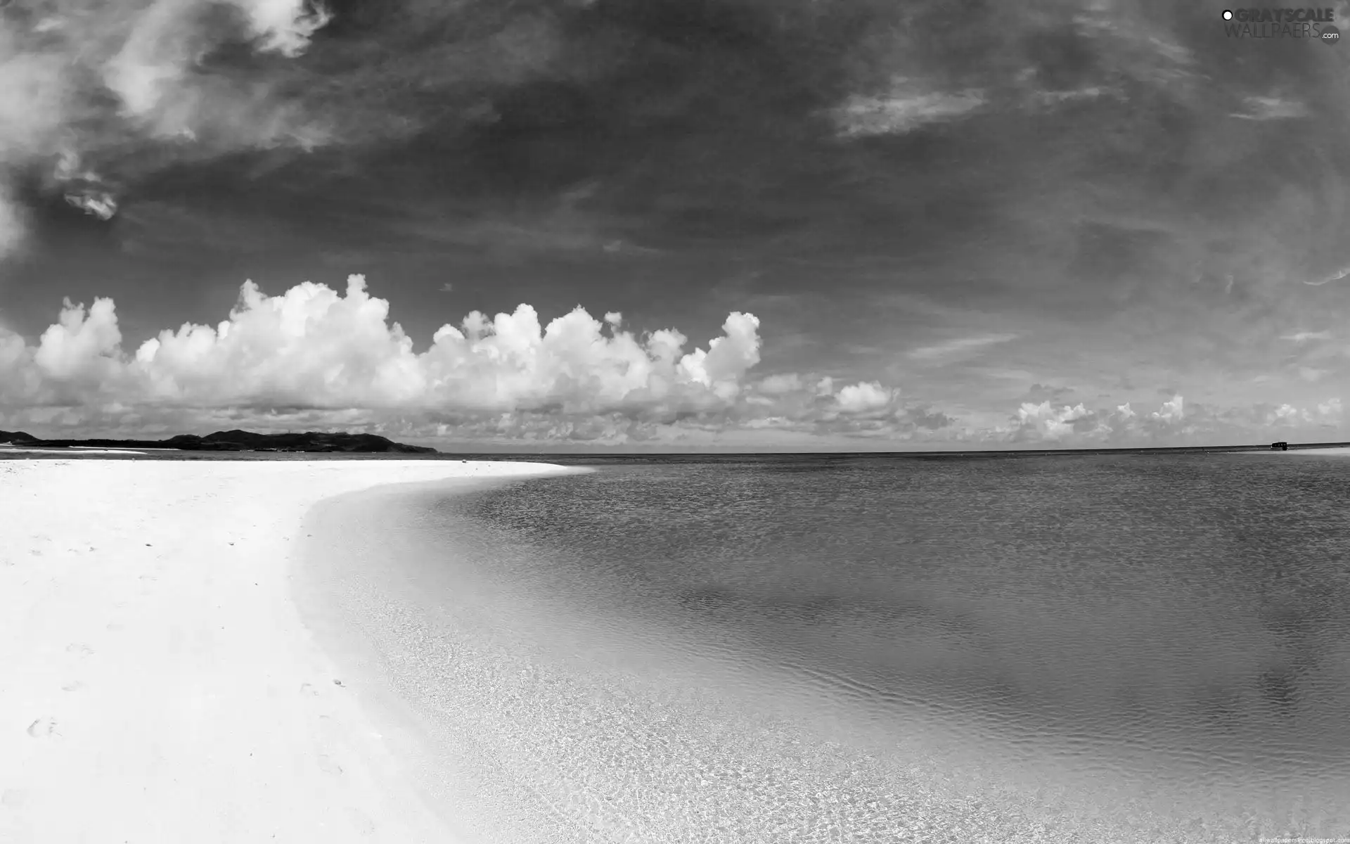 sea, Beaches, clouds, Sandy