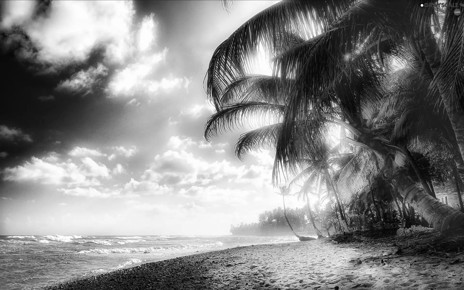 clouds, Beaches, sea