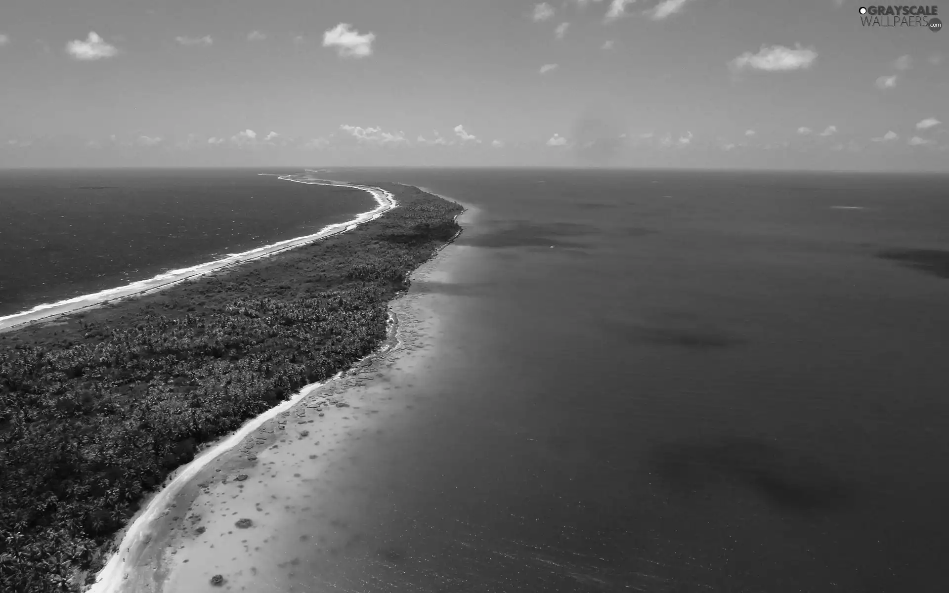 sea, coast, clouds, Island