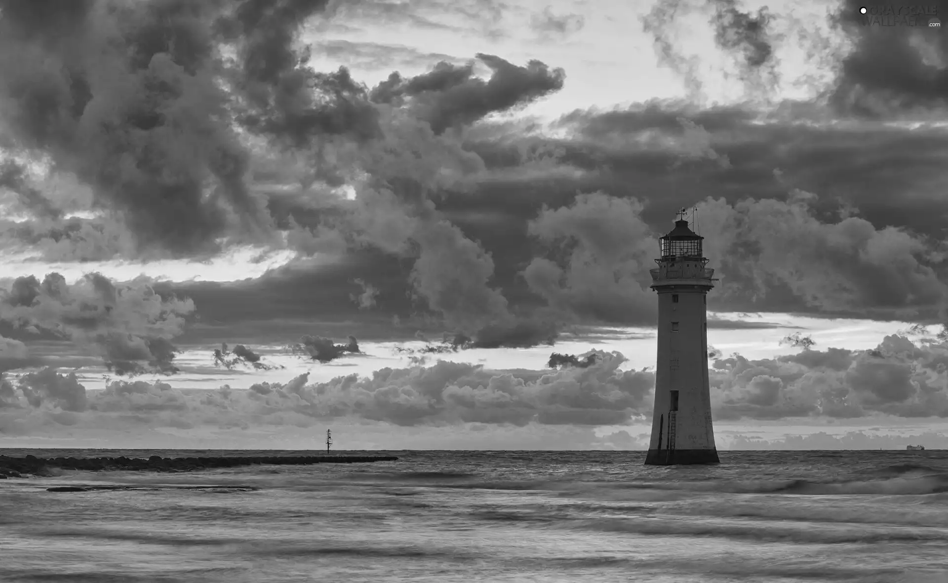 clouds, sea, maritime, Sky, Lighthouse