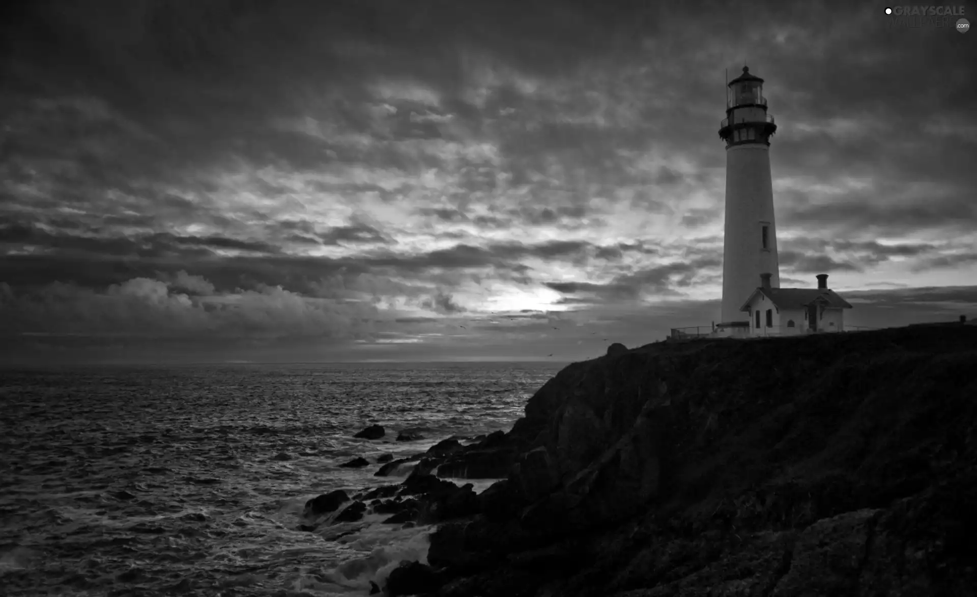 clouds, Lighthouses, sea