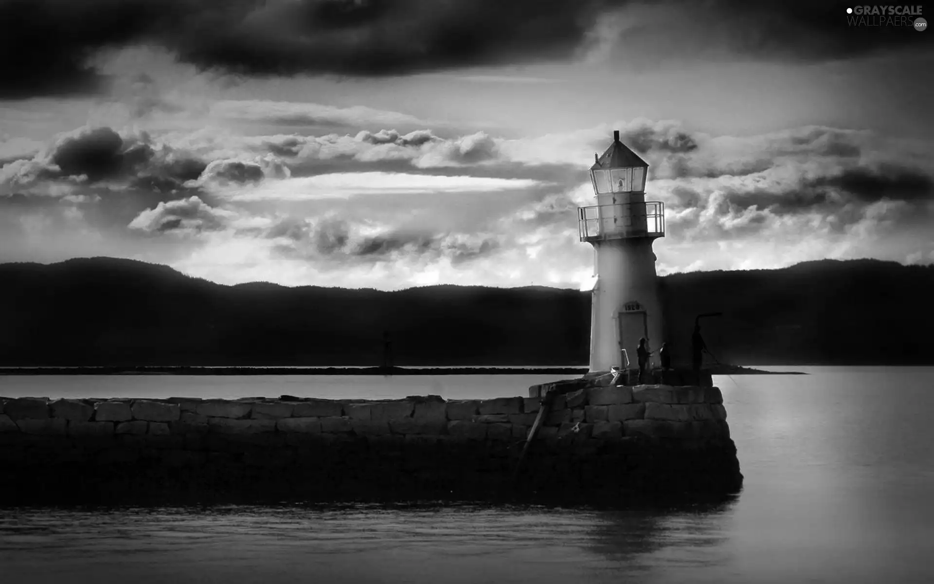 clouds, Lighthouses, sea