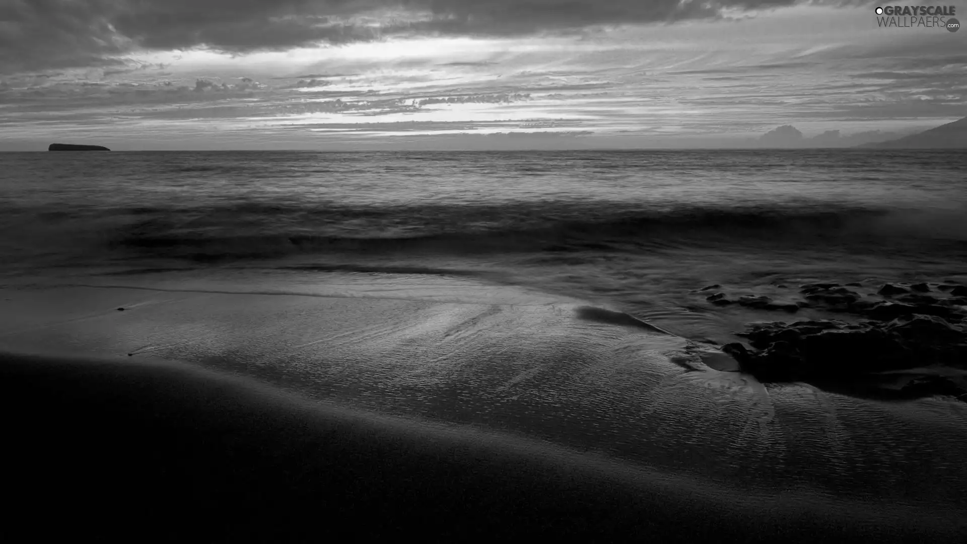 sea, Great Sunsets, clouds, Beaches