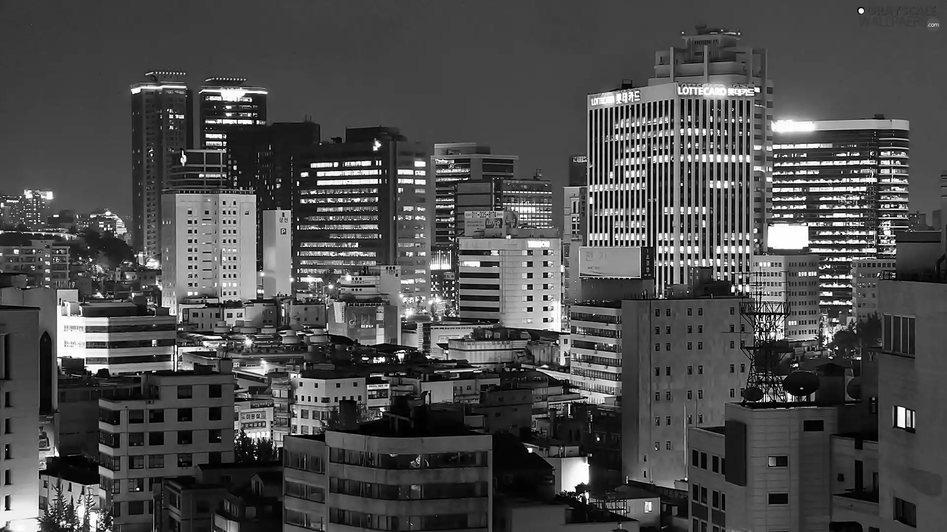Seul, skyscrapers, clouds, night