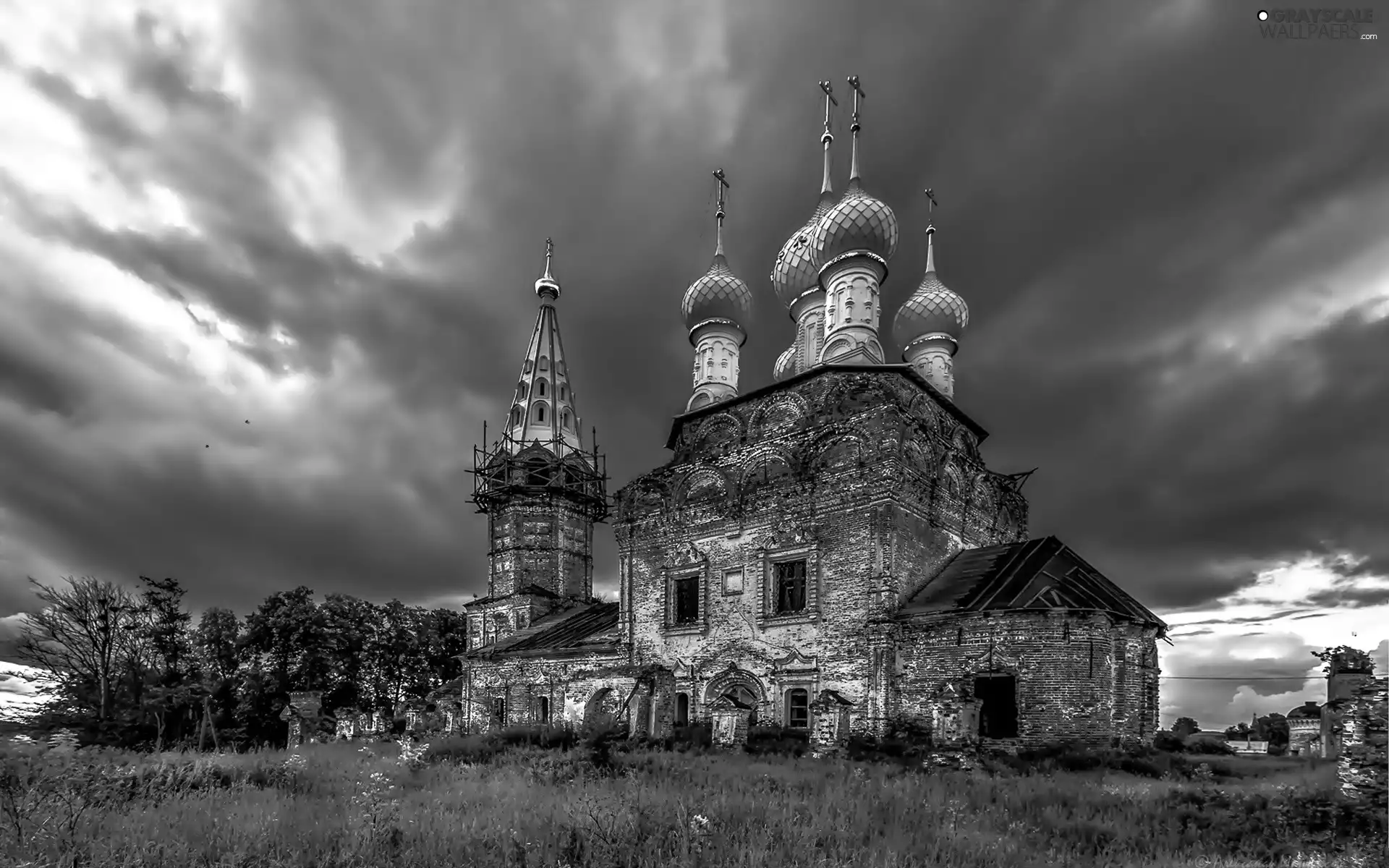 Sights, green, clouds, Cerkiew