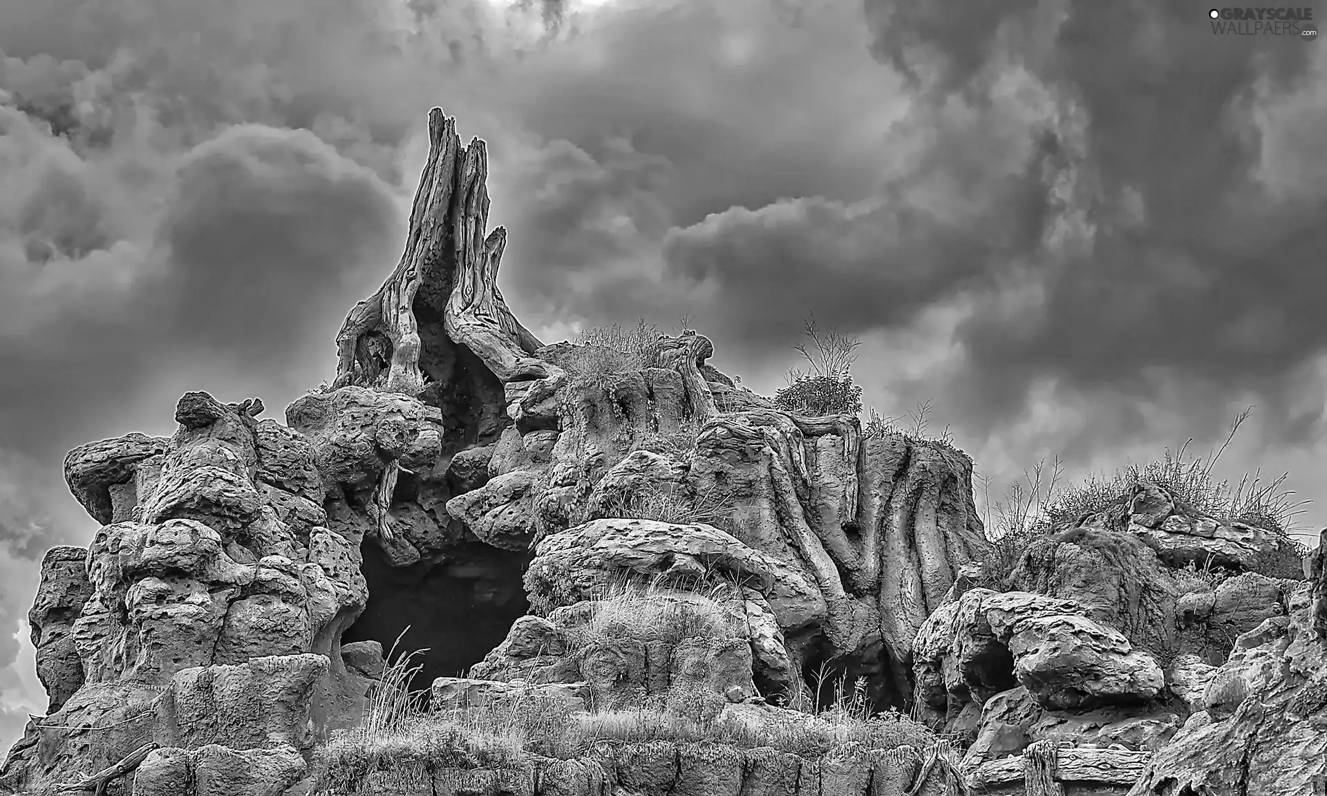 Clouds, Sky, edifice, rocky, color