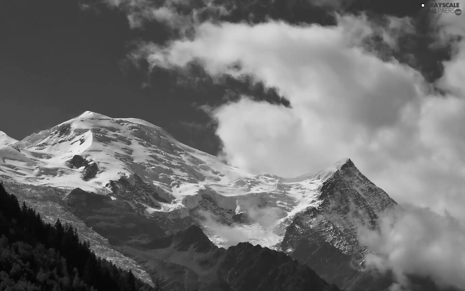 clouds, Mountains, snow