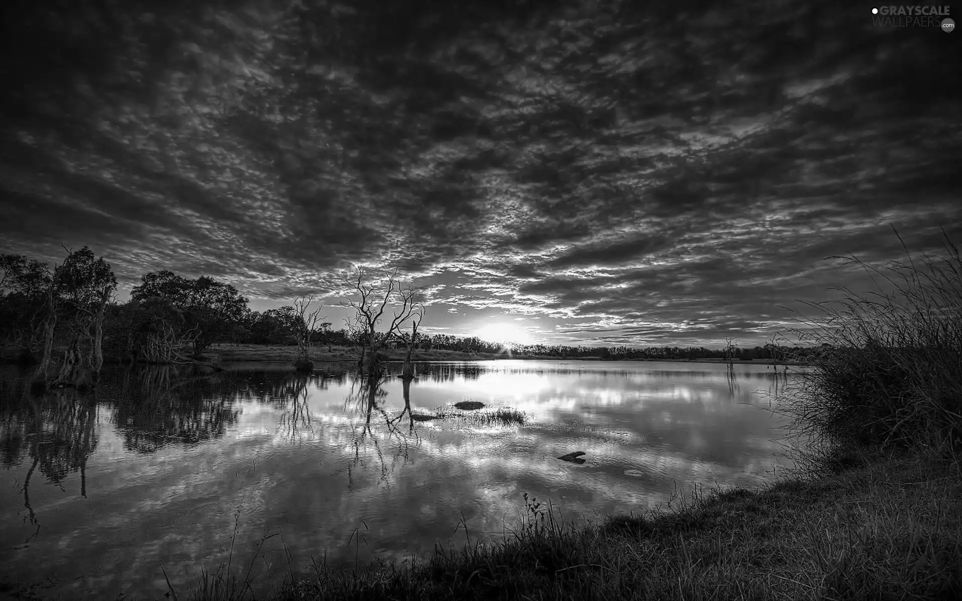 Great Sunsets, lake, clouds