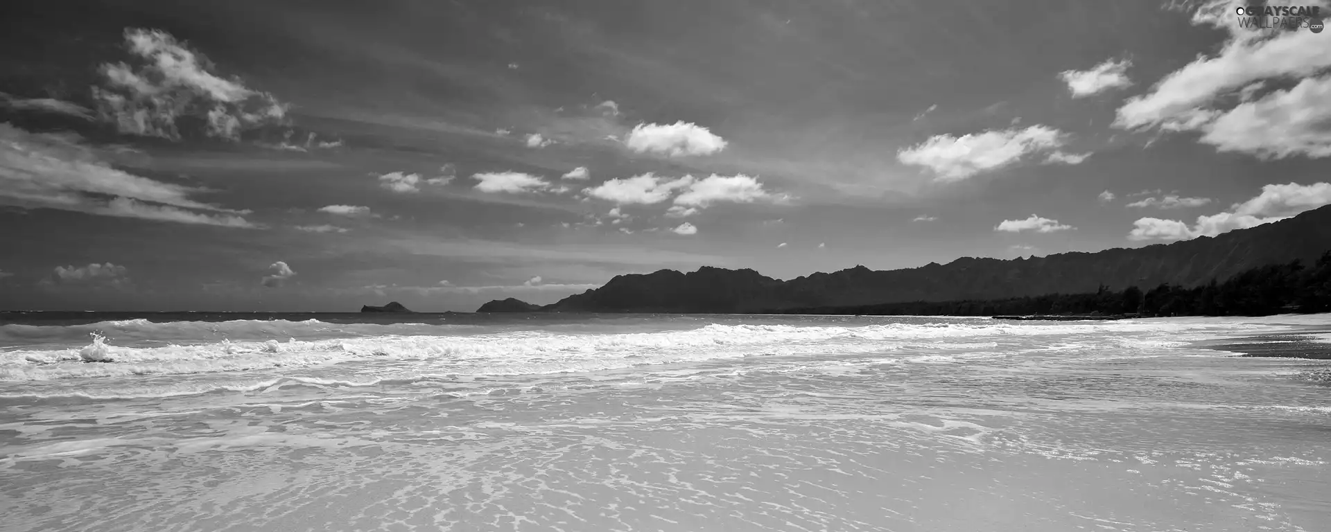 clouds, Beaches, Waves