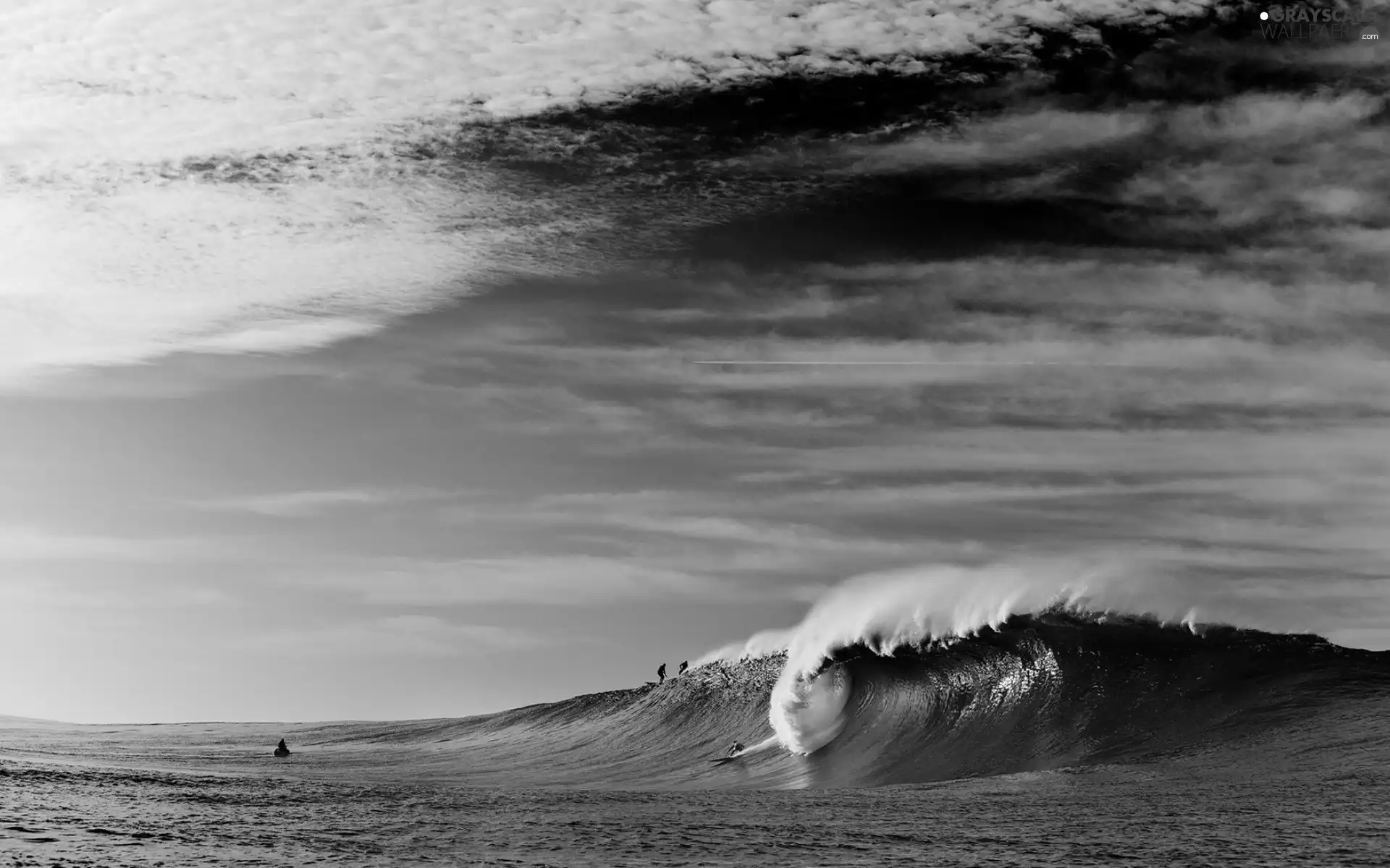 clouds, sea, Waves