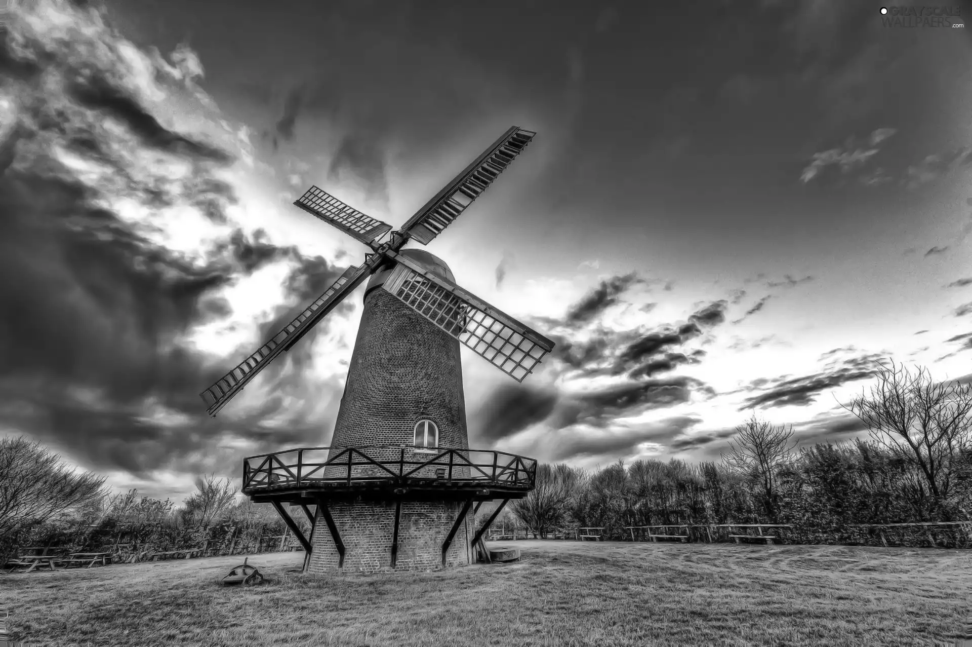 Windmill, clouds