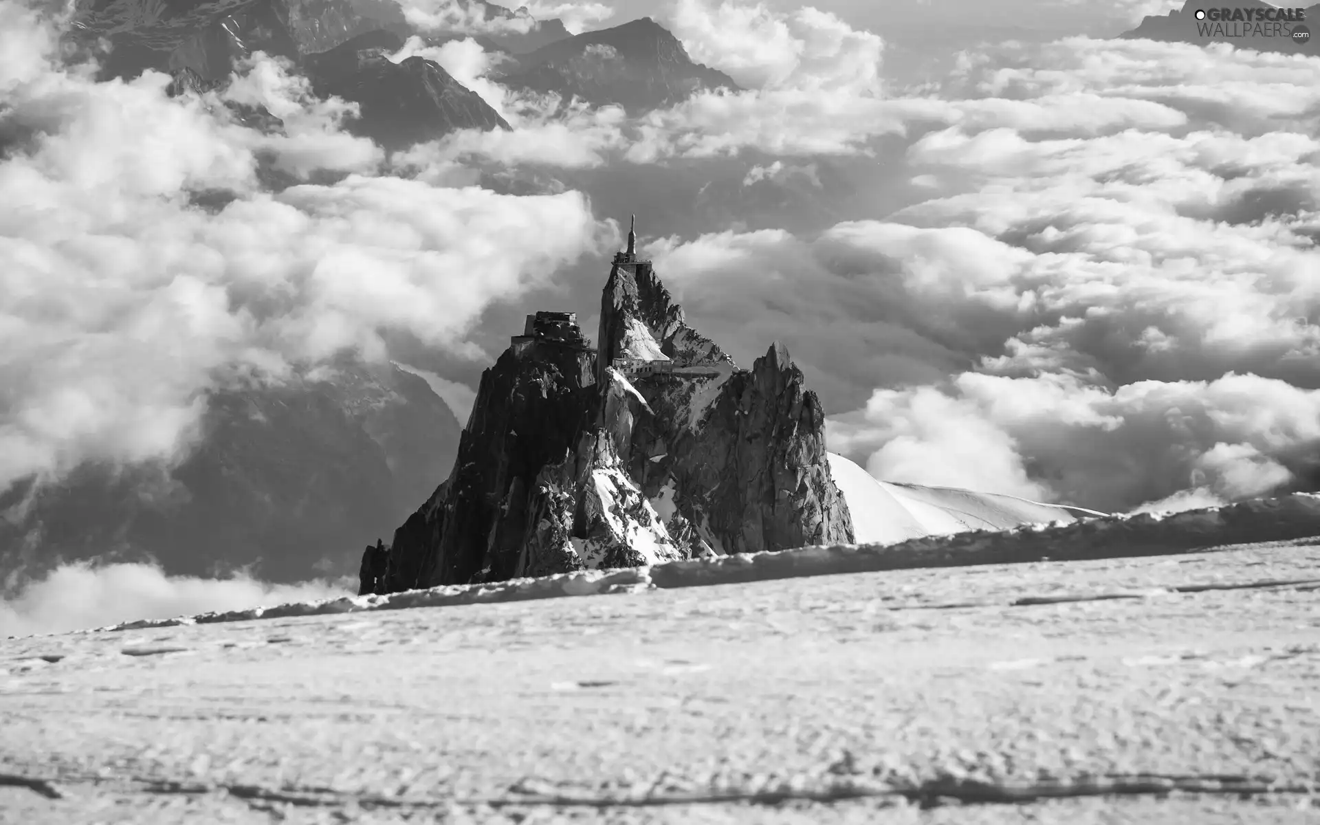 clouds, Mountains, winter