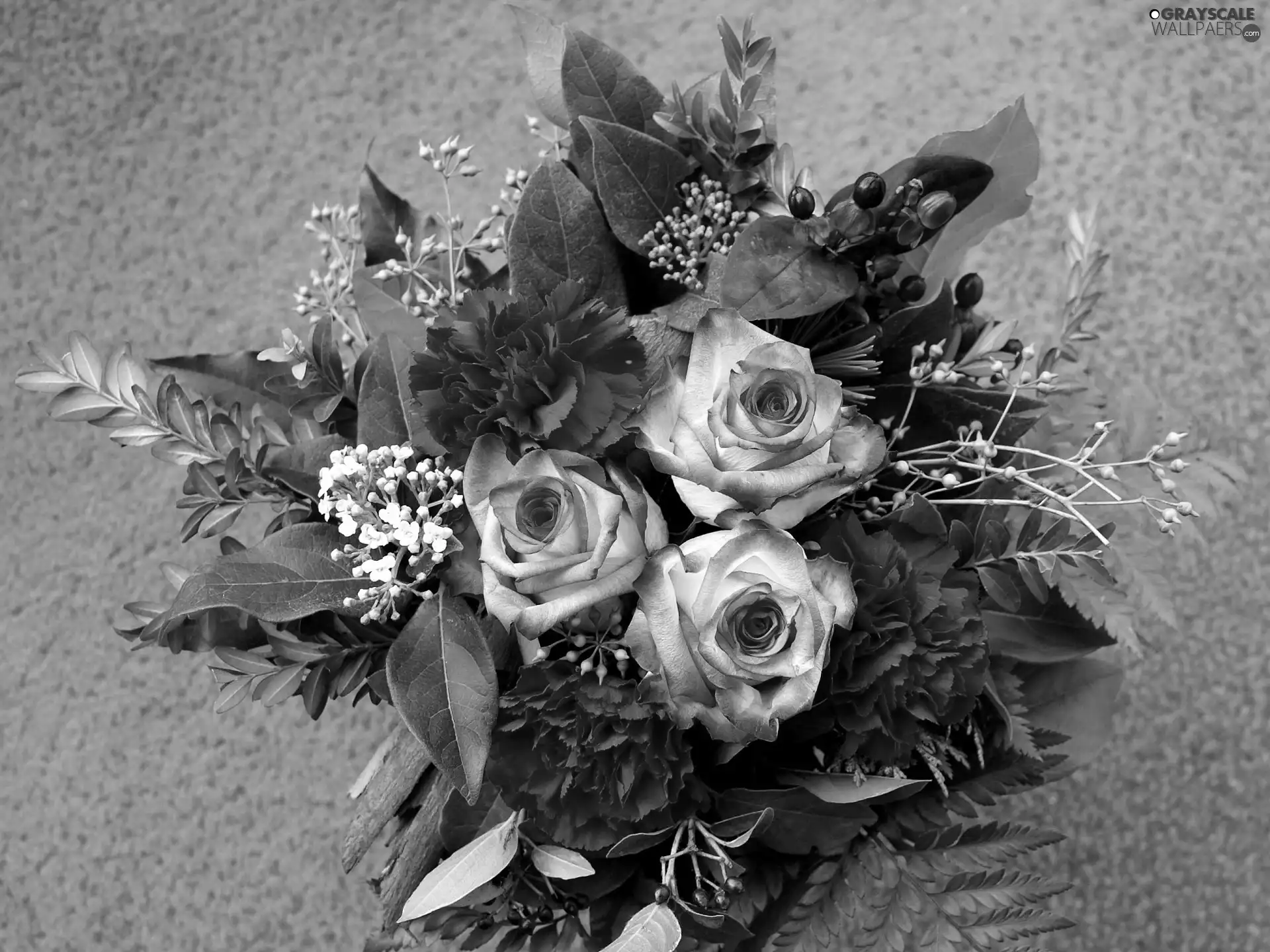 bouquet, roses, cloves, flowers