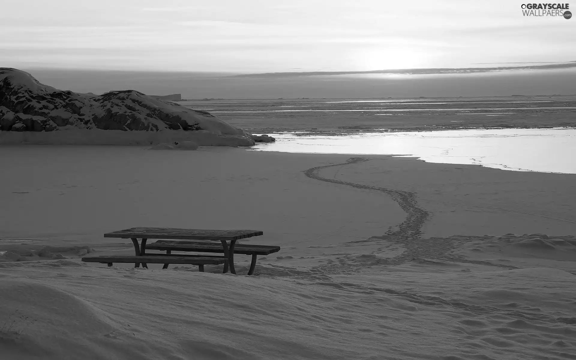 sea, sun, winter, rays, east, coast, Bench