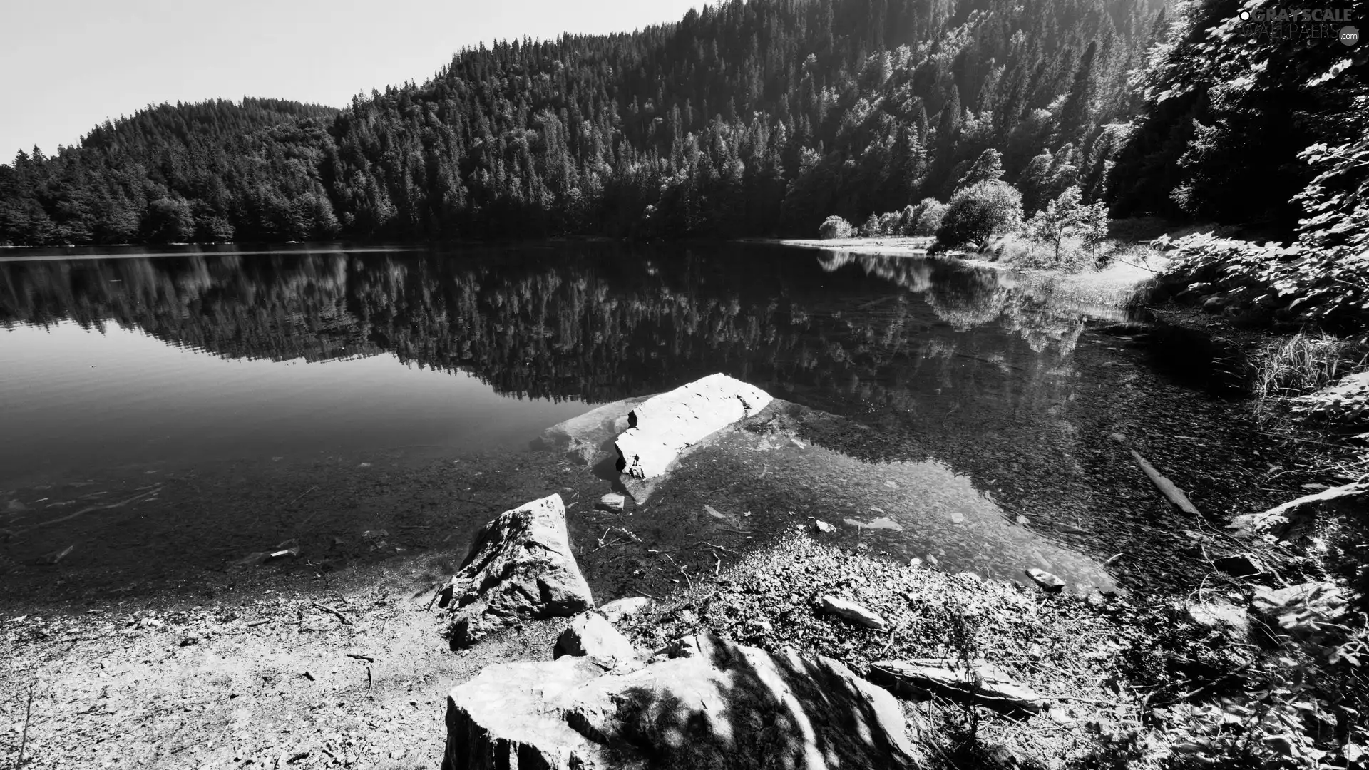 coast, lake, Mountains