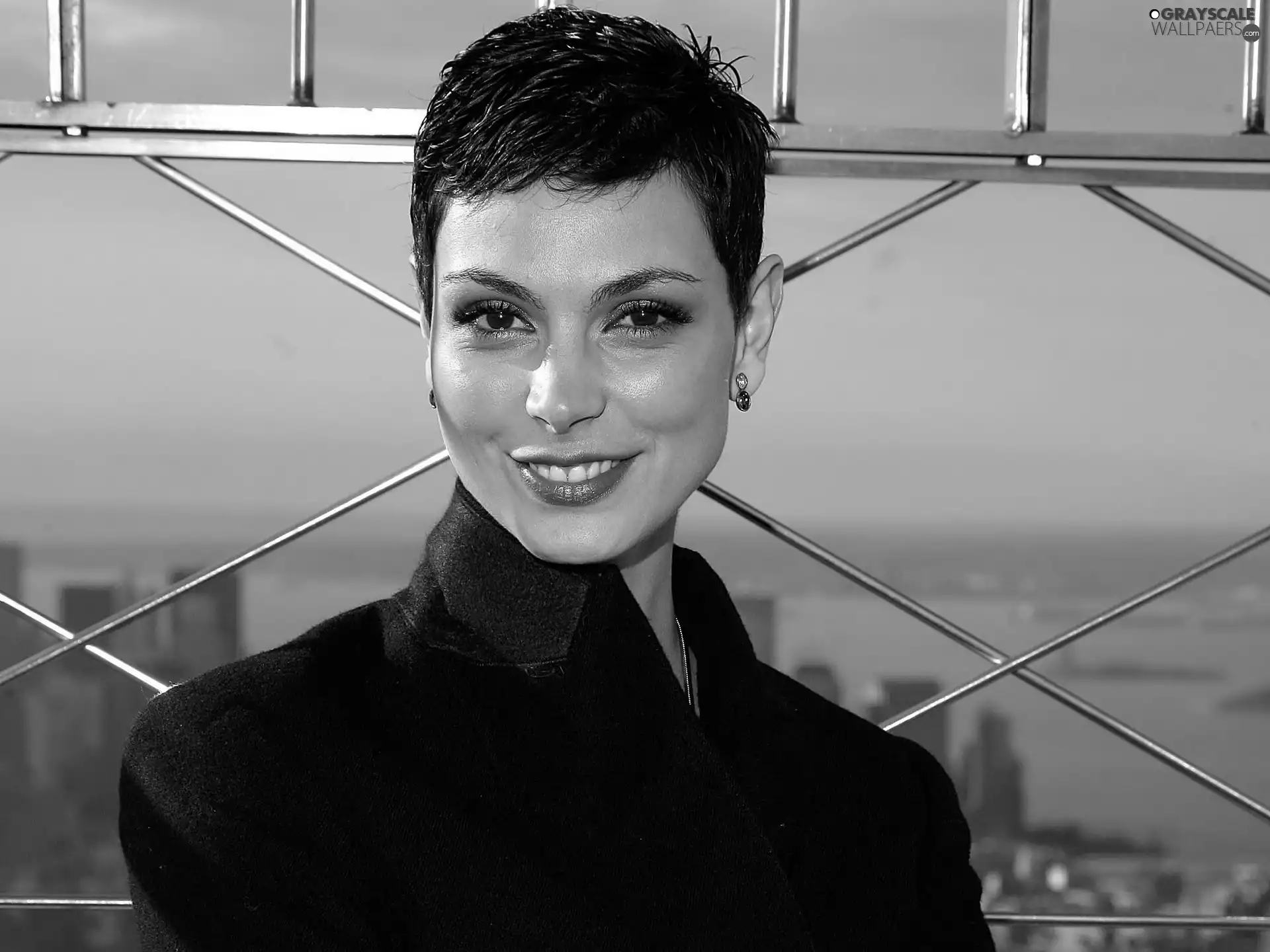 coat, grating, Smile, Black, Morena Baccarin