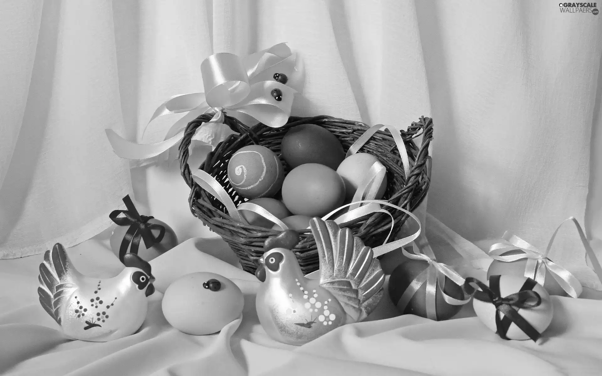 basket, easter, cocks, eggs