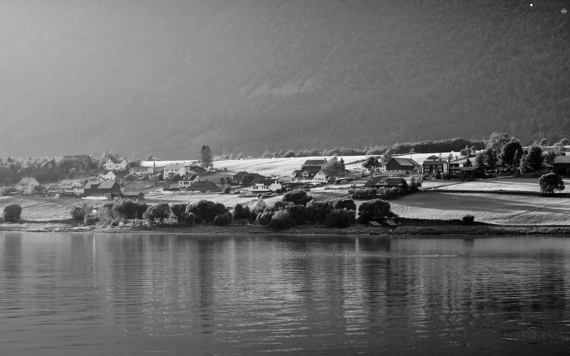 River, medows, colony, Mountains