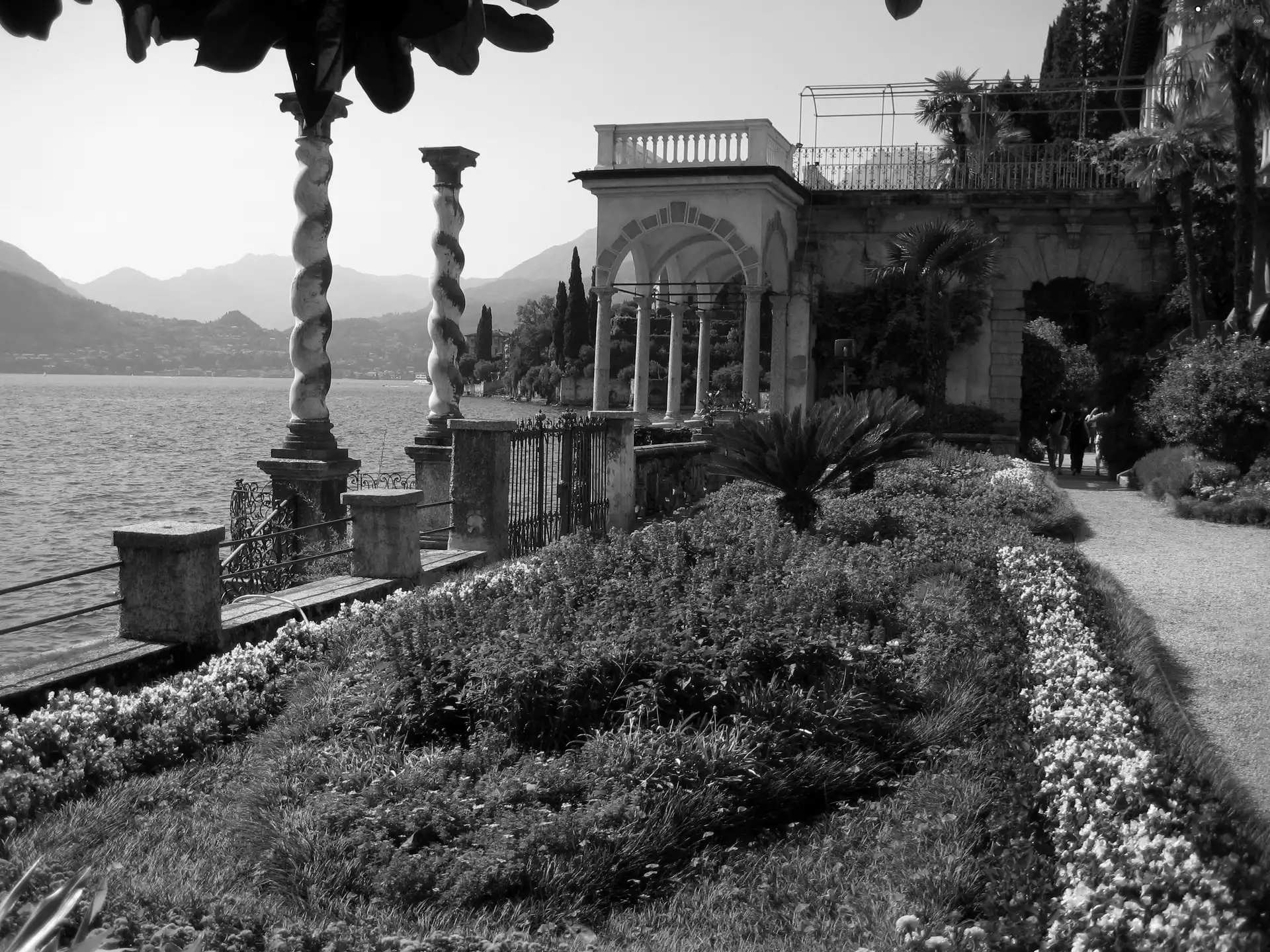 Como, Park, Mountains, lake, Varenna