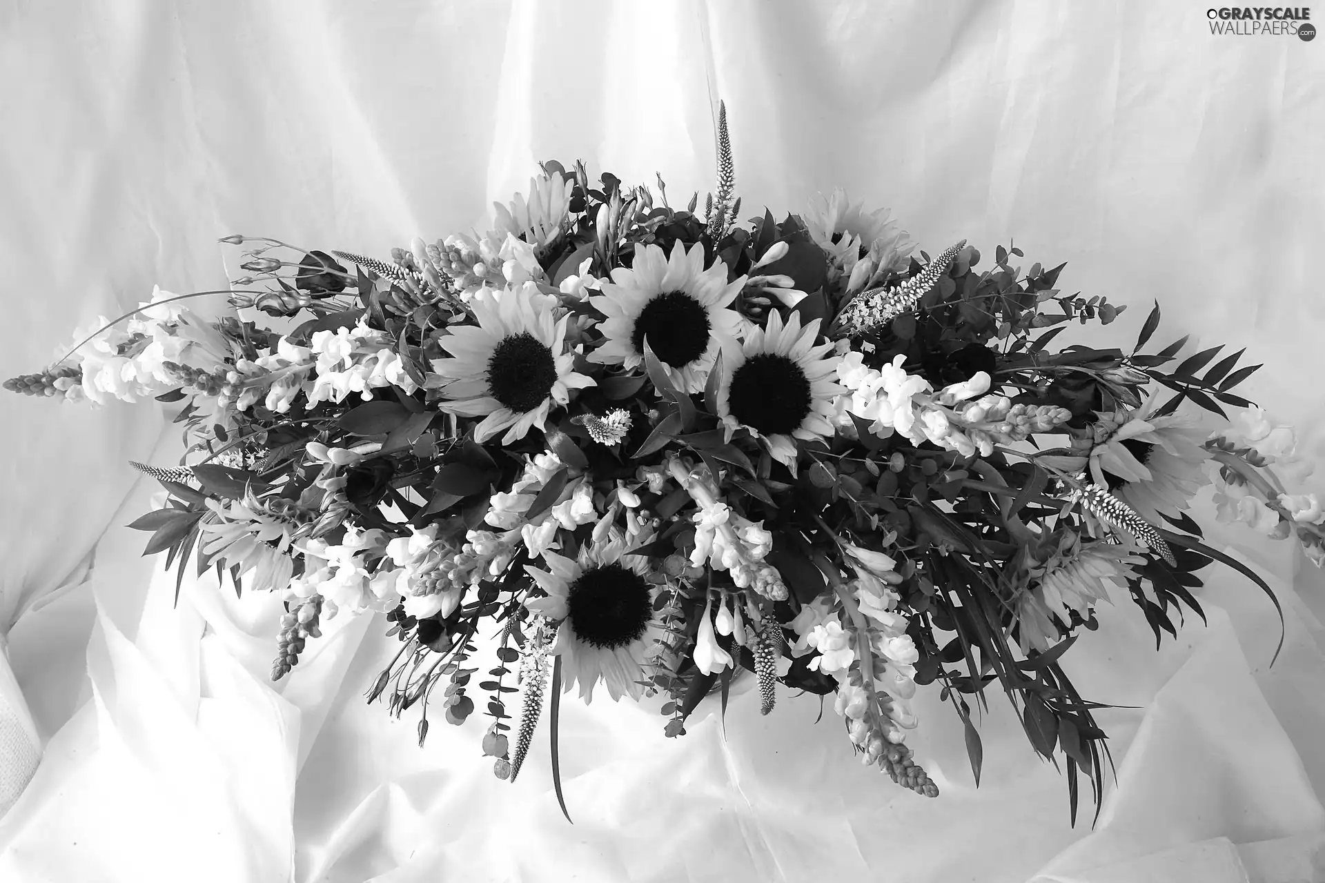 Sunflower, bouquet, composition, decorated