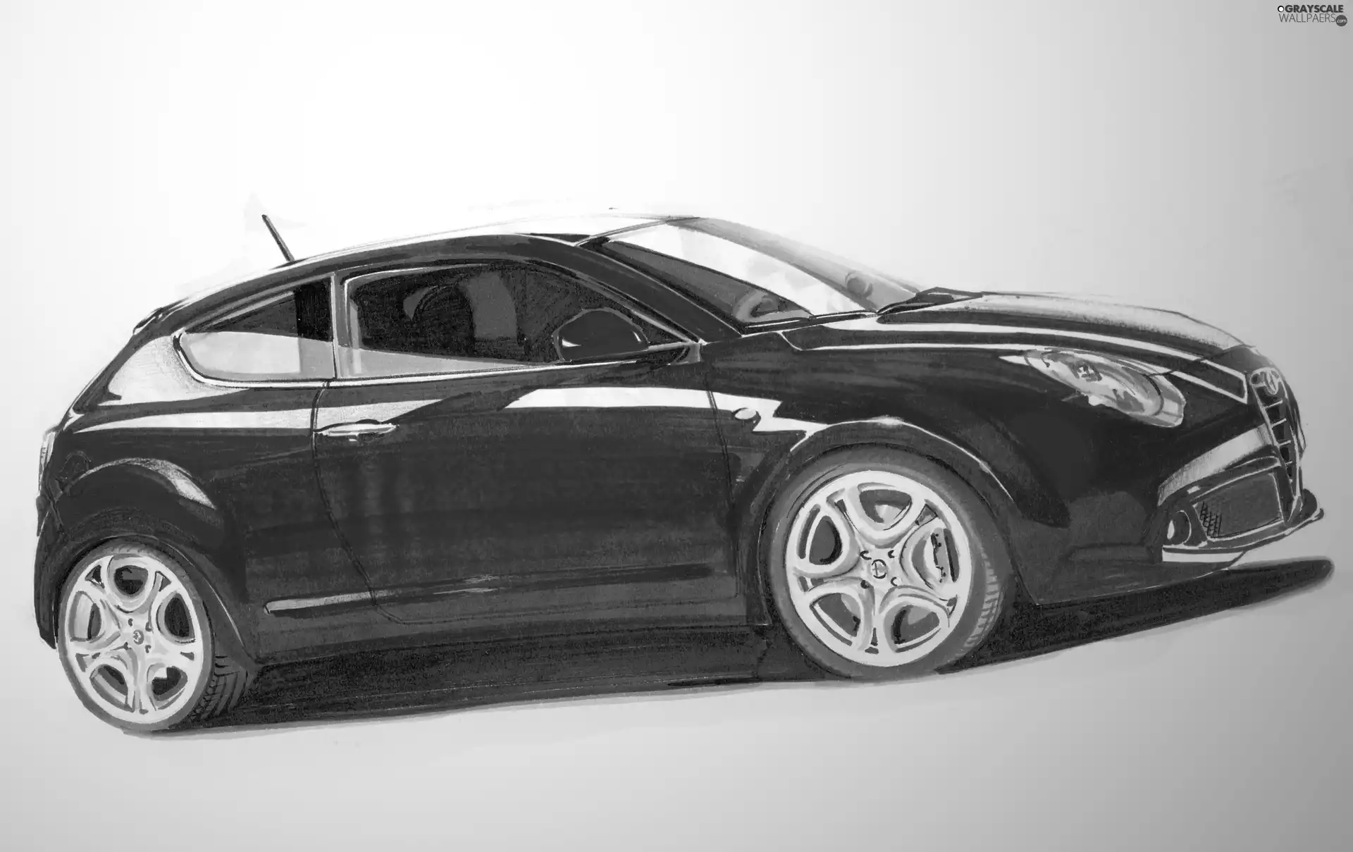 Alfa Romeo MiTo, Drawing, concept, Draft