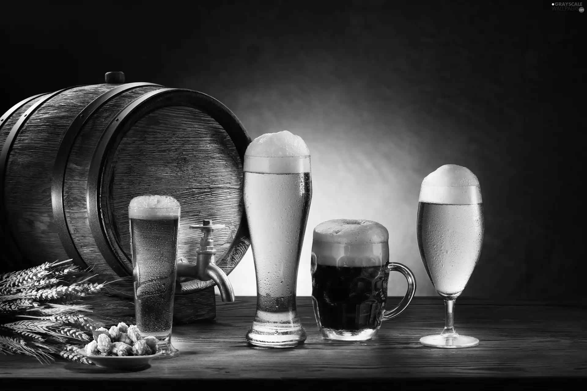 corn, hop, Mugs, beer, barrel