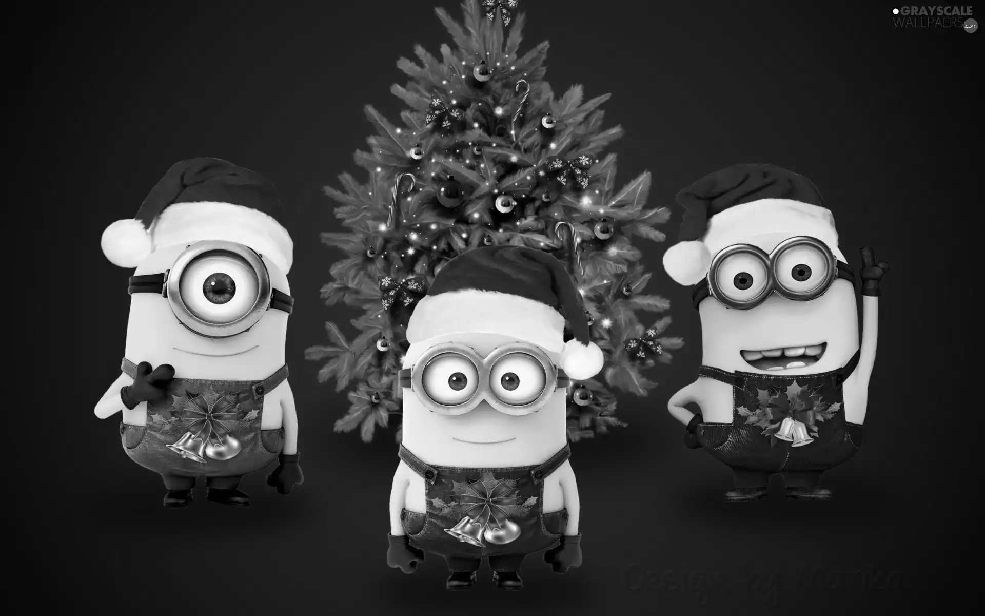 costumes, christmas tree, Minionki, Christmas, Three
