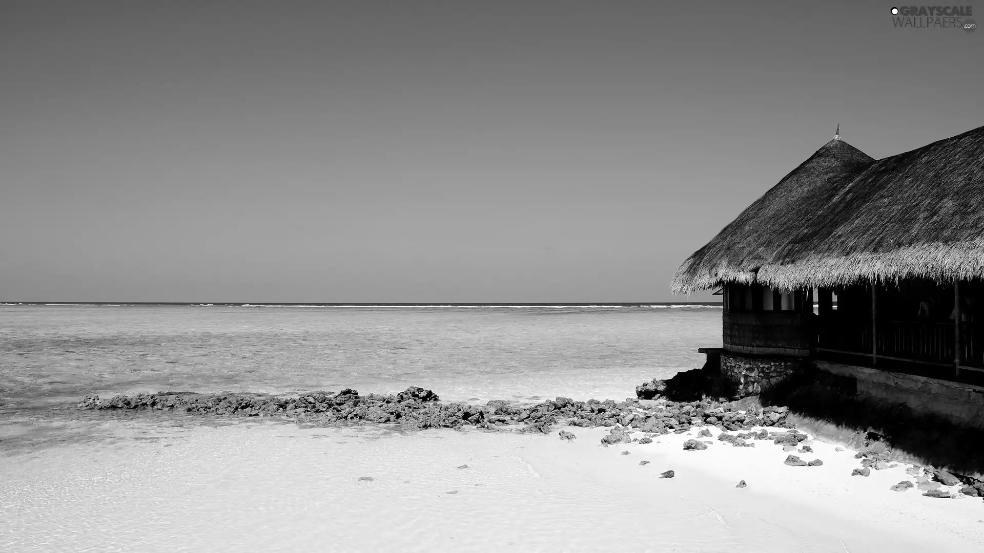 Cottage, sea, Stones