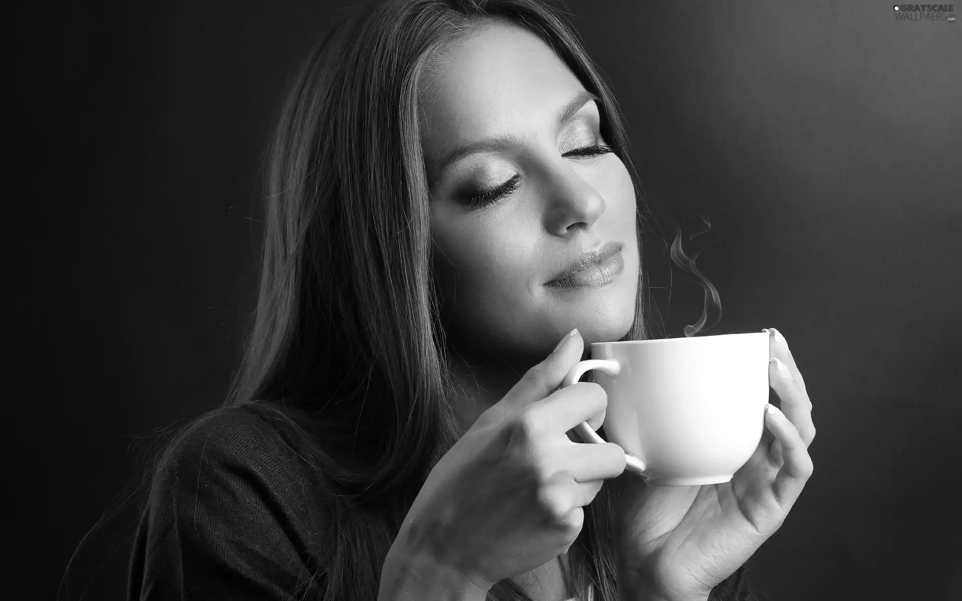 cup, coffee, Women, make-up, dreamy