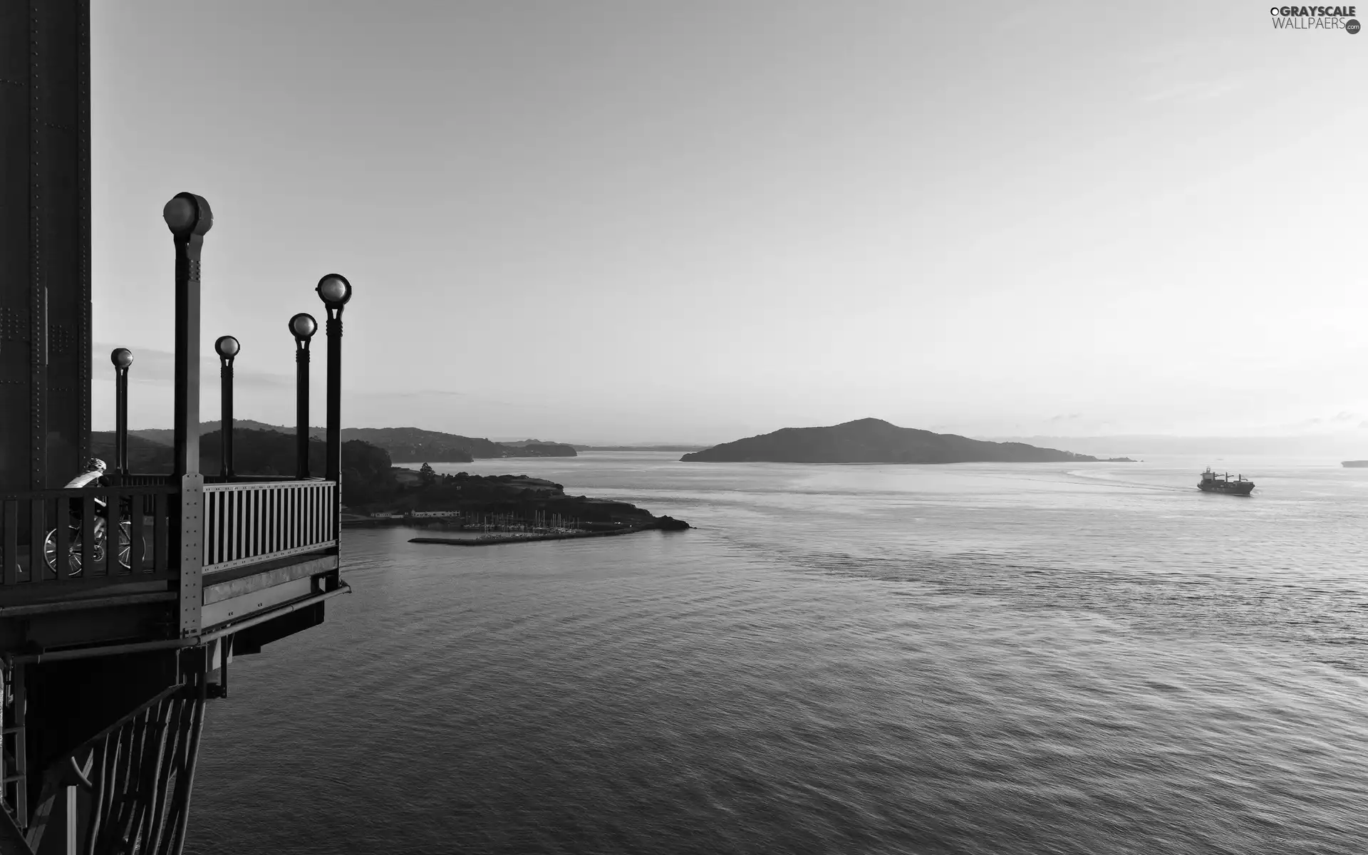 cyclist, lake, Islet