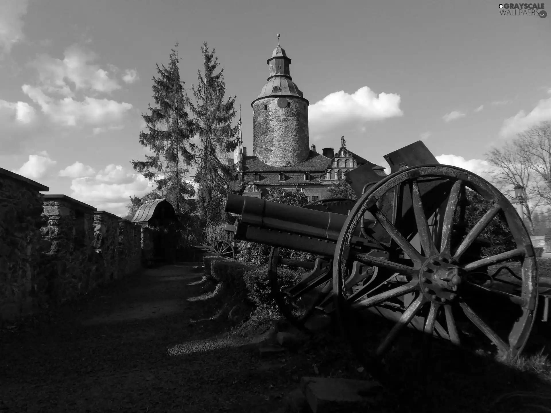 gun, defensive, Czocha Castle, wall