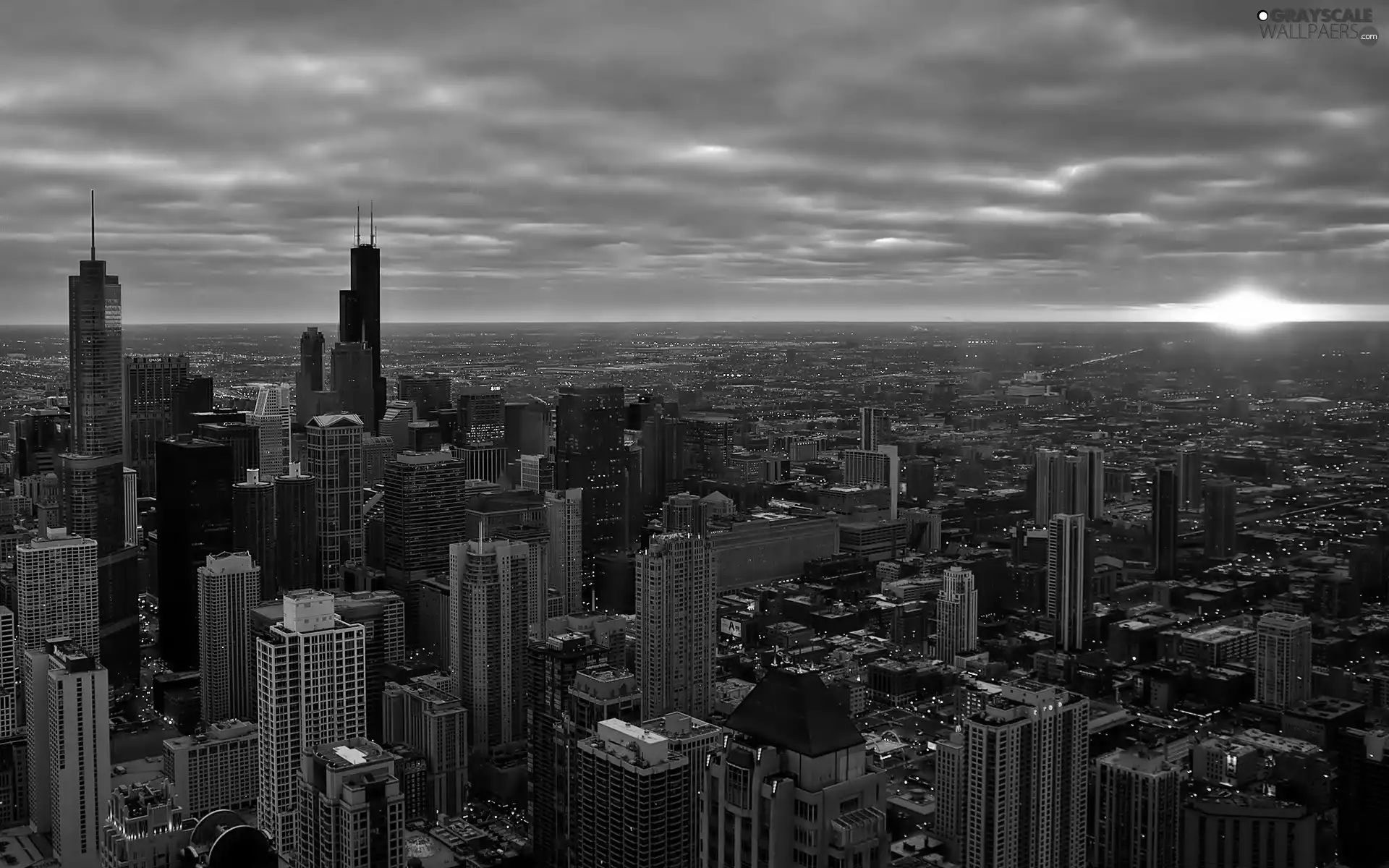 Chicago, town, dawn, panorama