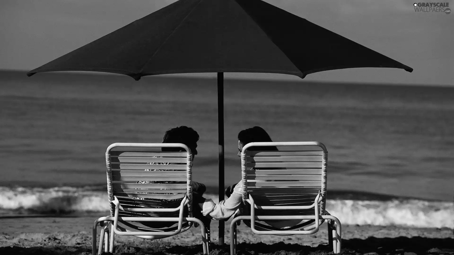 Umbrella, holiday, sea, deck chair, Steam
