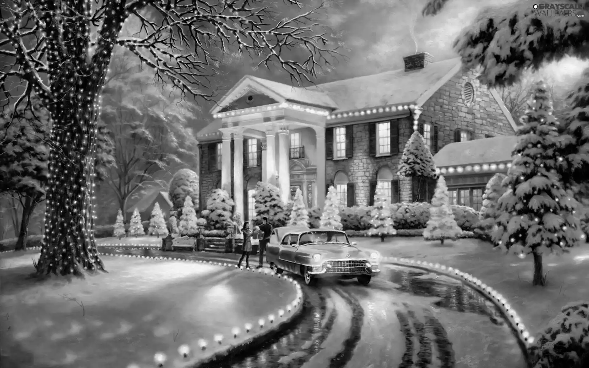 Thomas Kinkade, Christmas, decor, residence