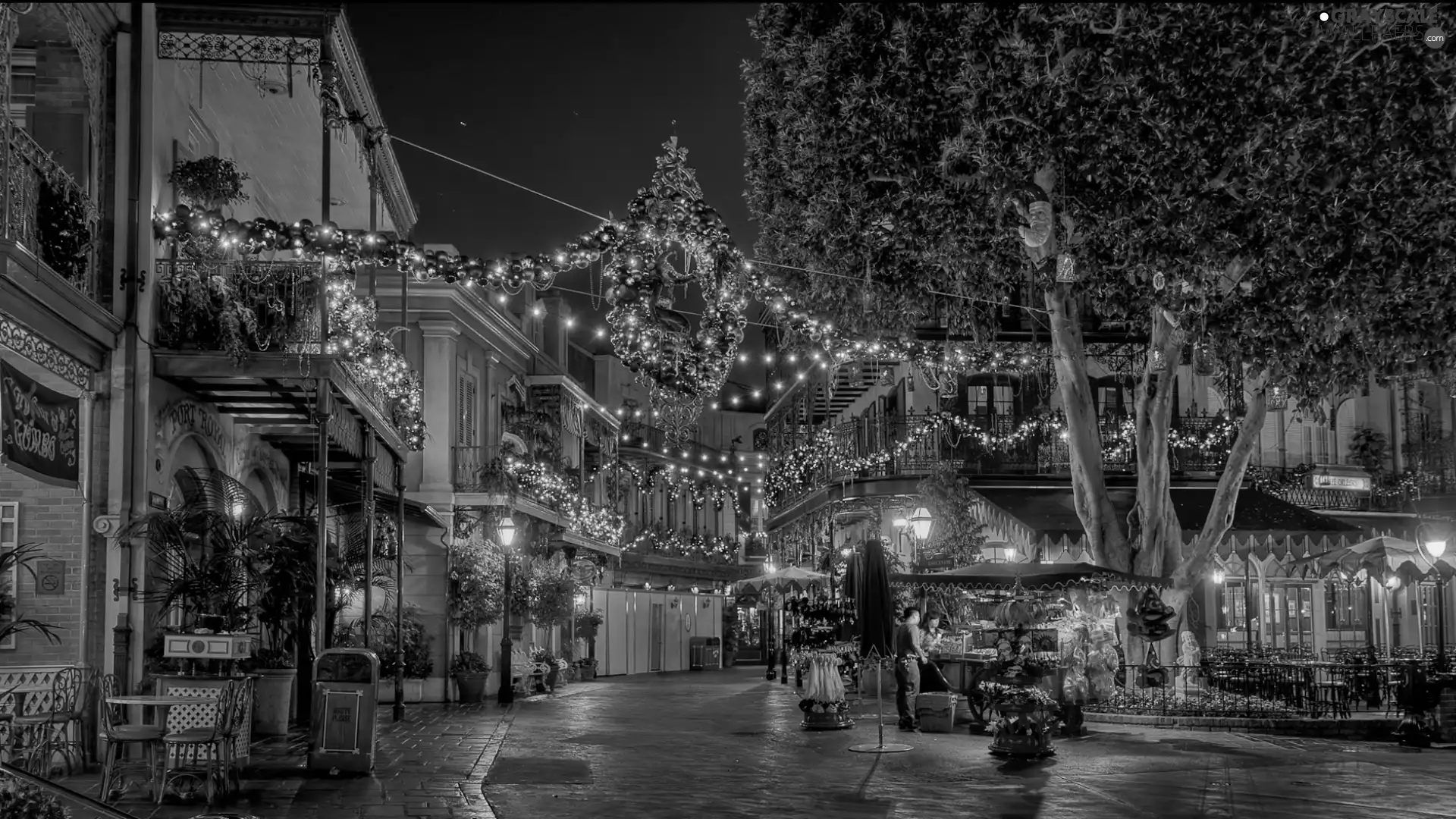 Street, Christmas, decor, Houses