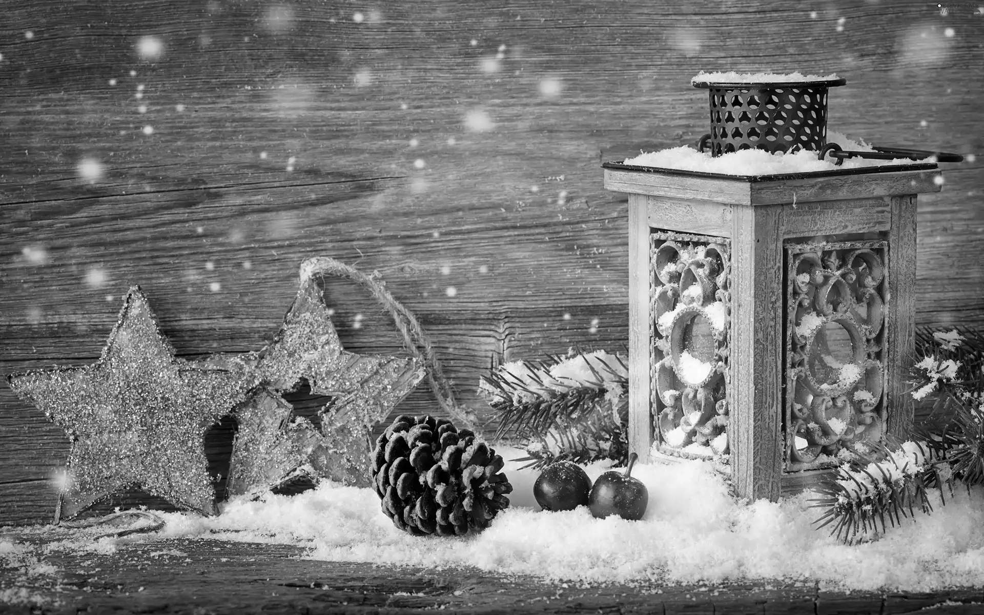 composition, Christmas, cone, lantern, Stars