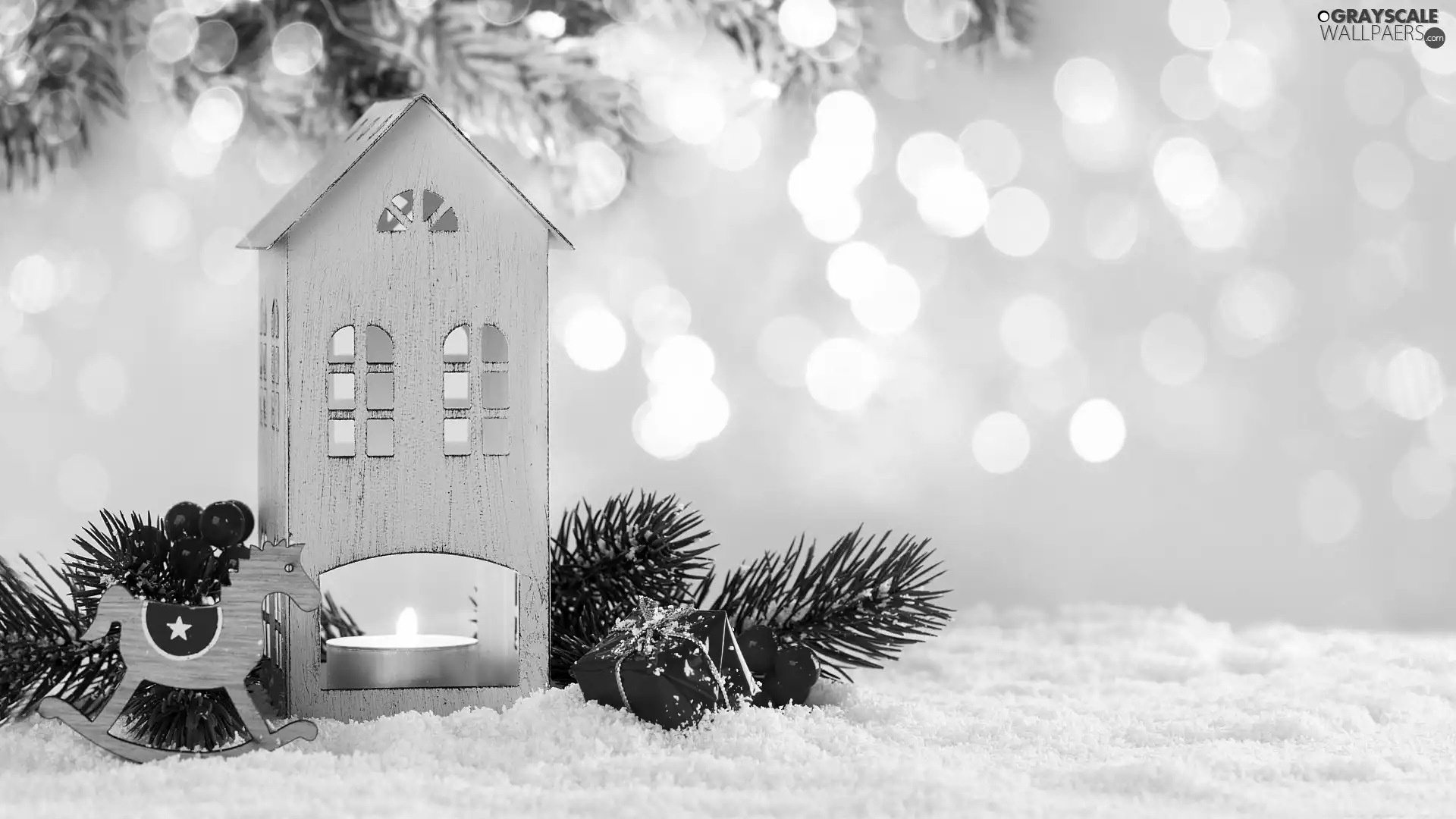 decoration, Christmas, lantern, Candle, blueberries, snow, Twigs, Present, sea-horse
