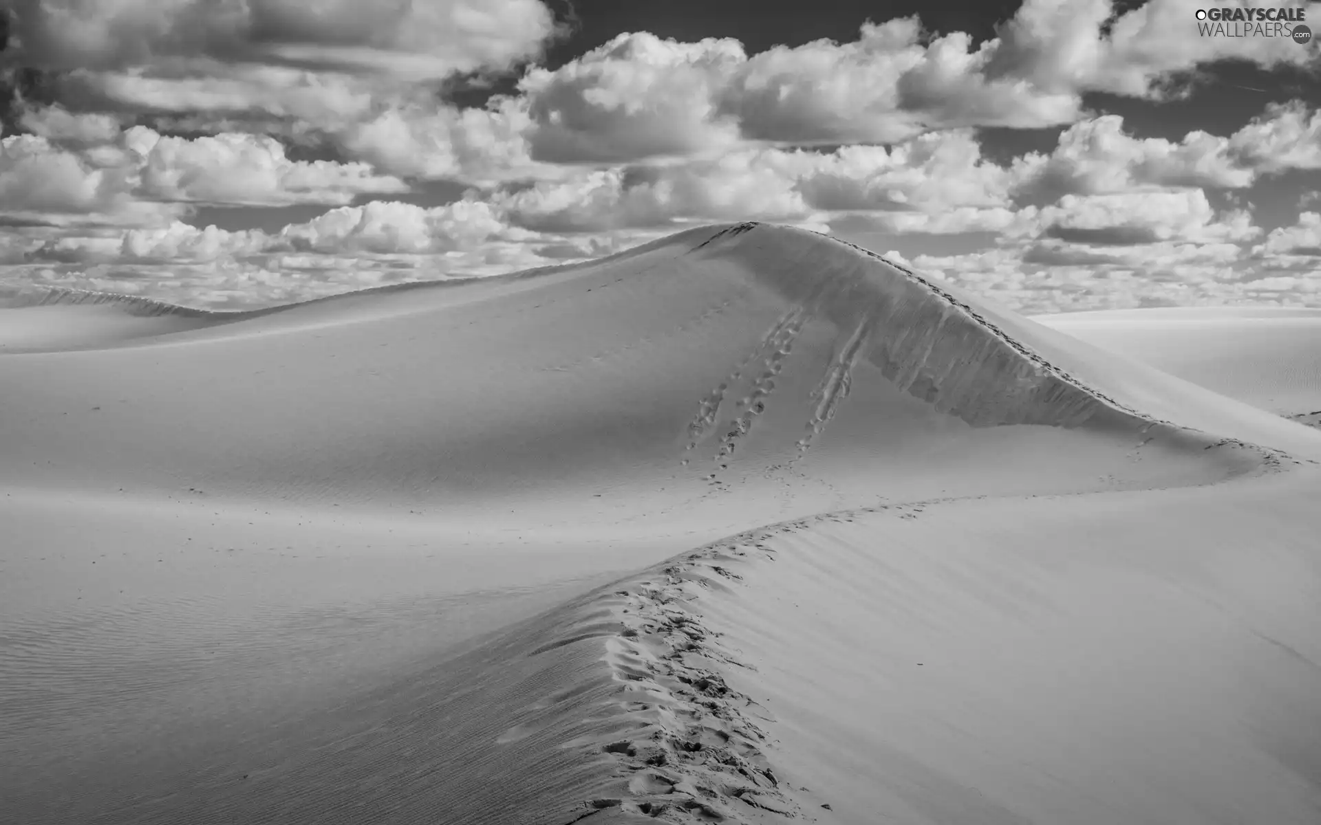 Desert, clouds, Sand