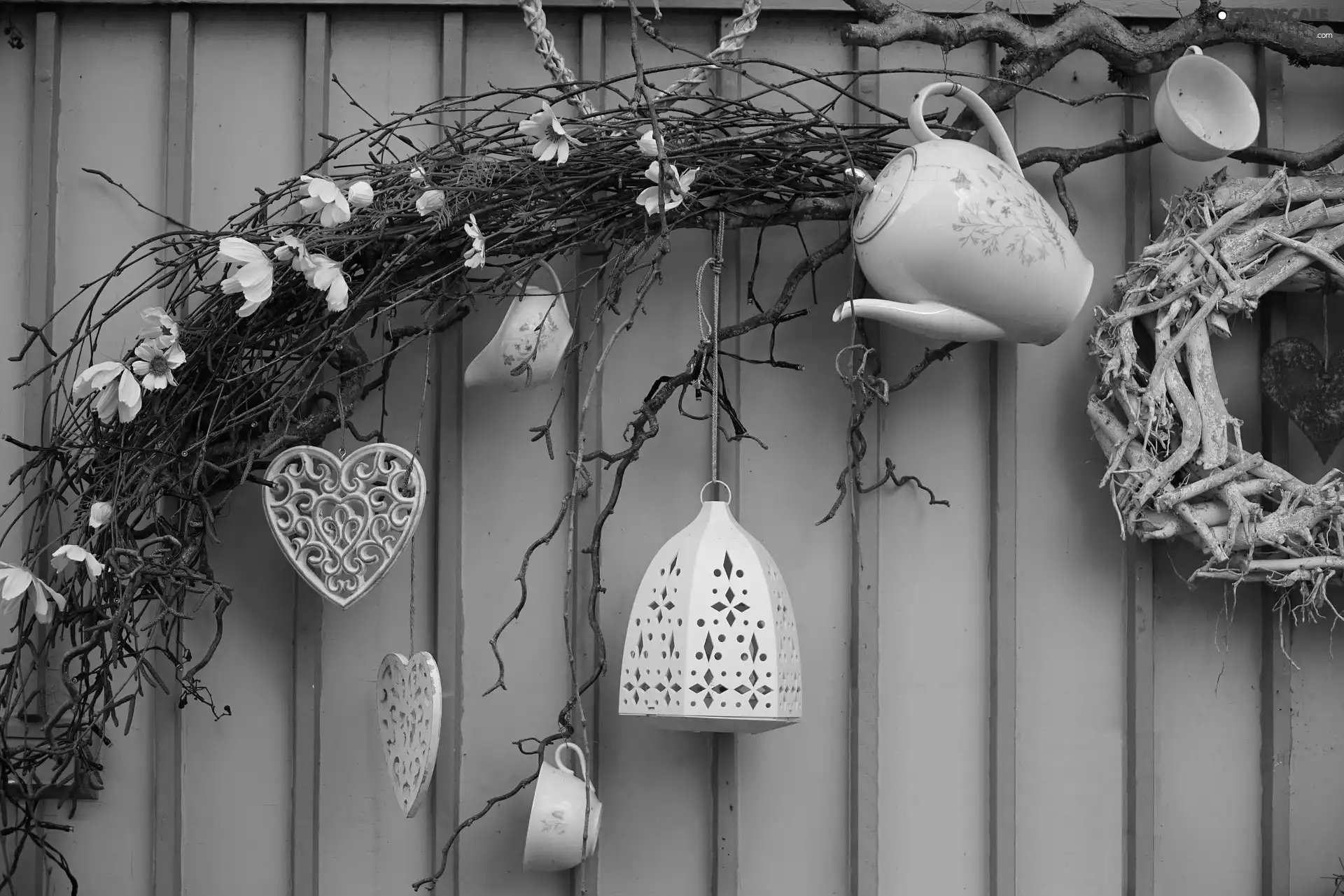 heart, dishes, composition, twig, Fance