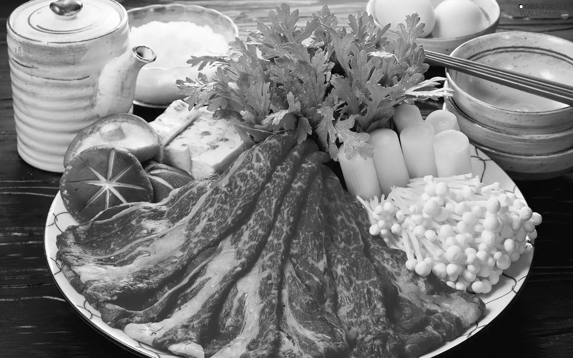 dishes, cooking, mushroom, vegetables, meat