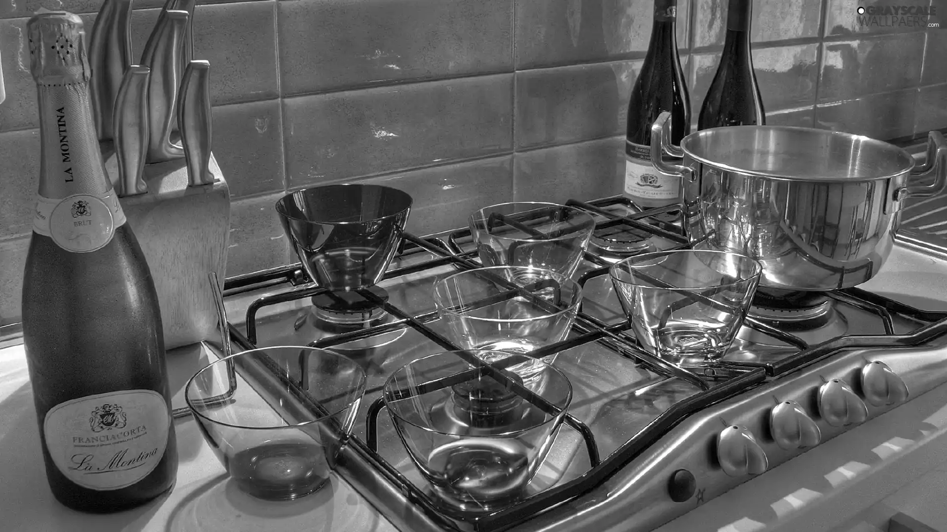 Champagne, cooker, dishes, La Montina